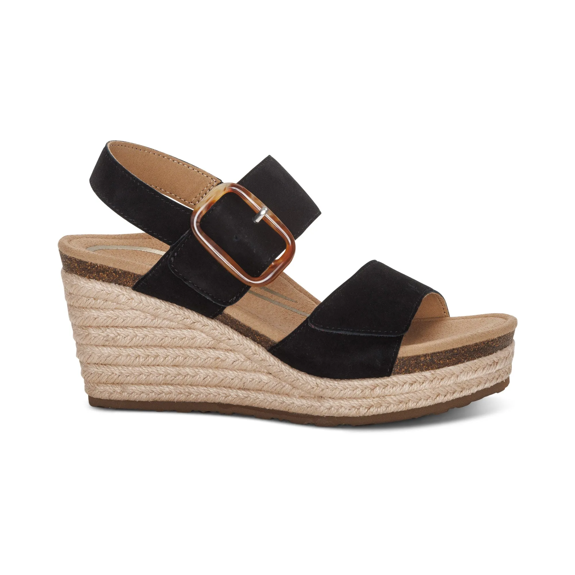 Aetrex Women's Ashley Espadrille Wedge Black