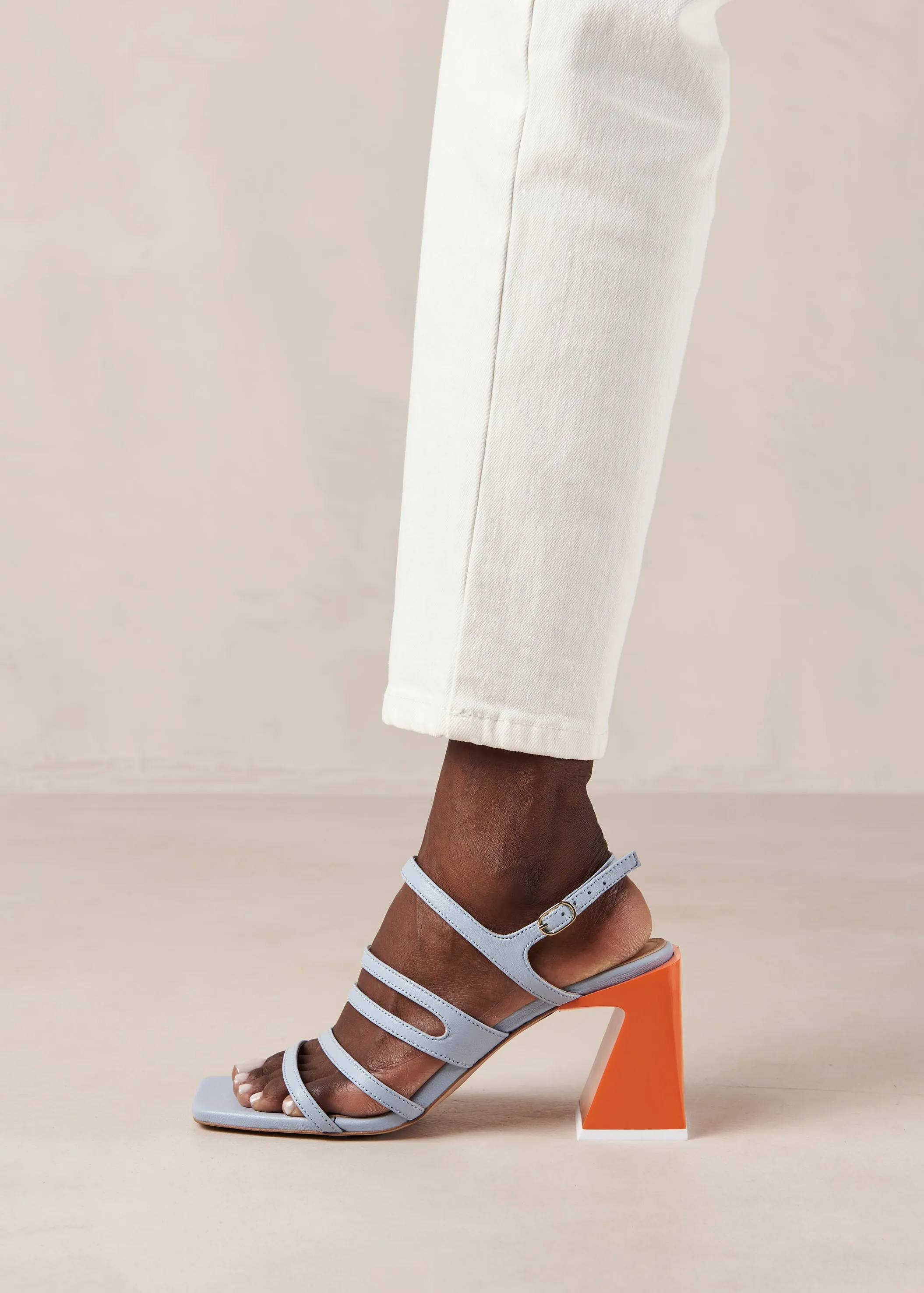 Aubrey Light Blue Leather Sandals