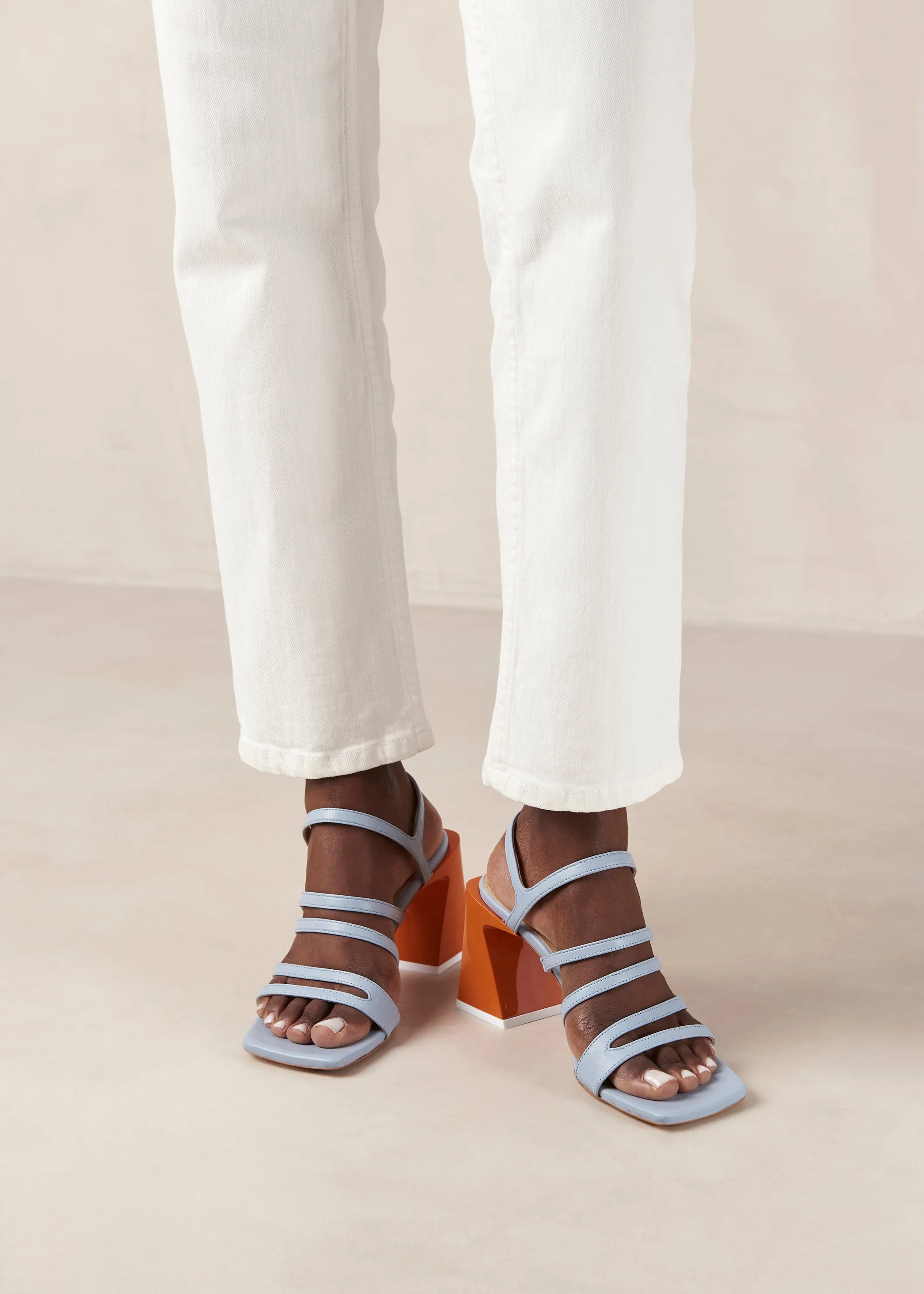 Aubrey Light Blue Leather Sandals