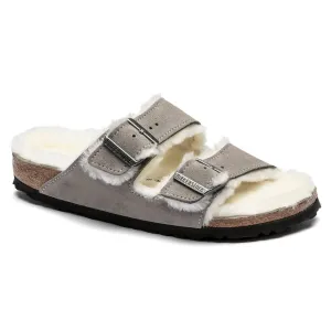 BIRKENSTOCK Women's Arizona Shearling Suede Leather (Stone Coin - Regular Fit)