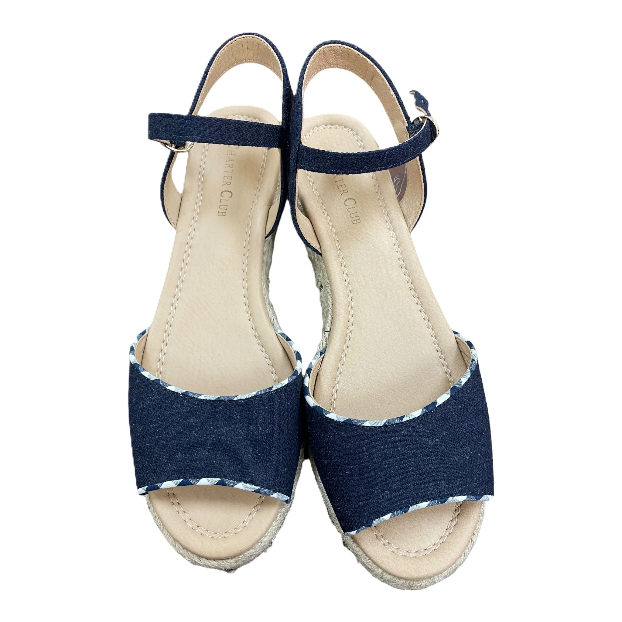 Blue Sandals Heels Wedge By Charter Club, Size: 7