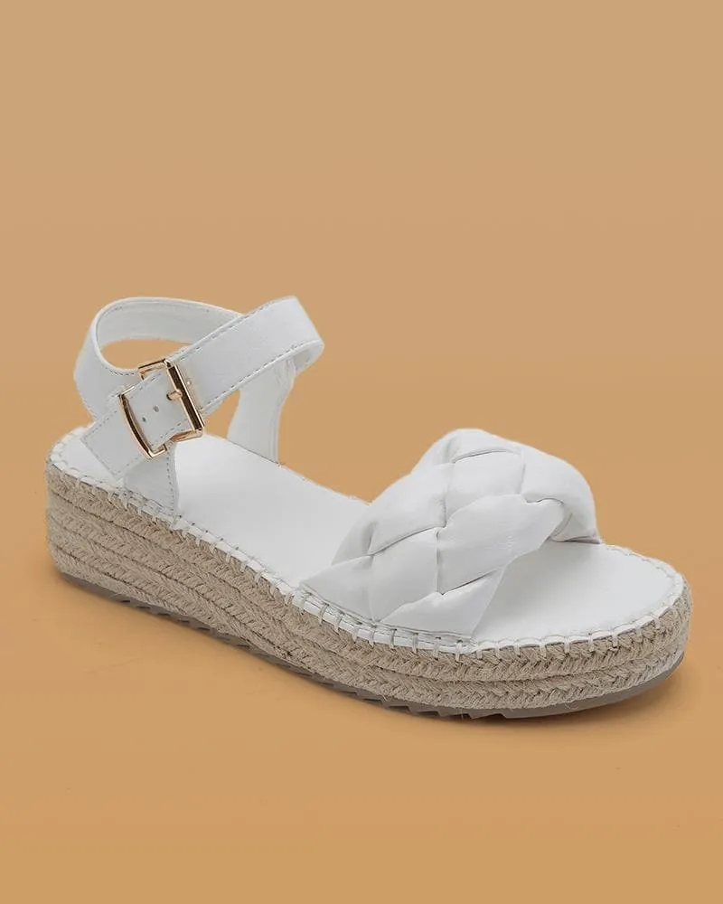 Braided Strap Adjusting Buckle Platform Sandals