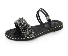 Chain Trim Sparkle Strap Sandals