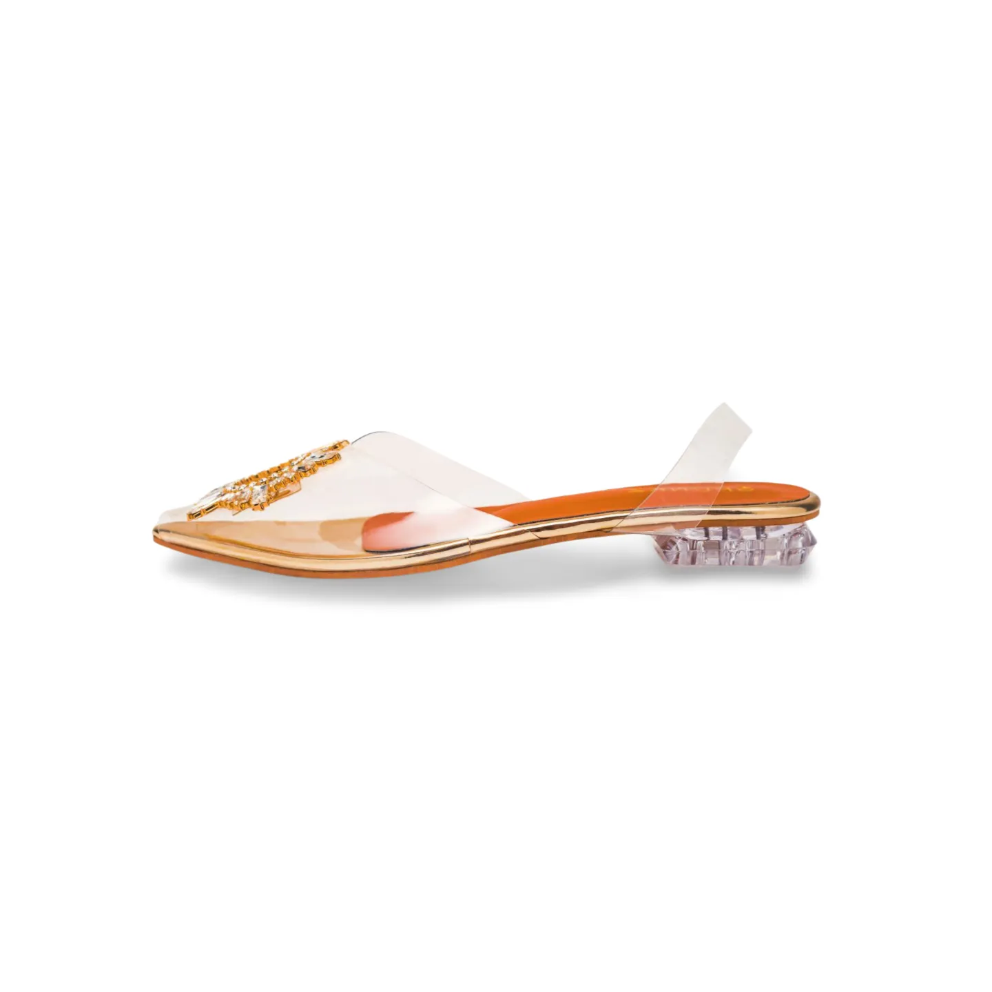 Cinderella Flat Heels Crystal Transparent Sandals for Women