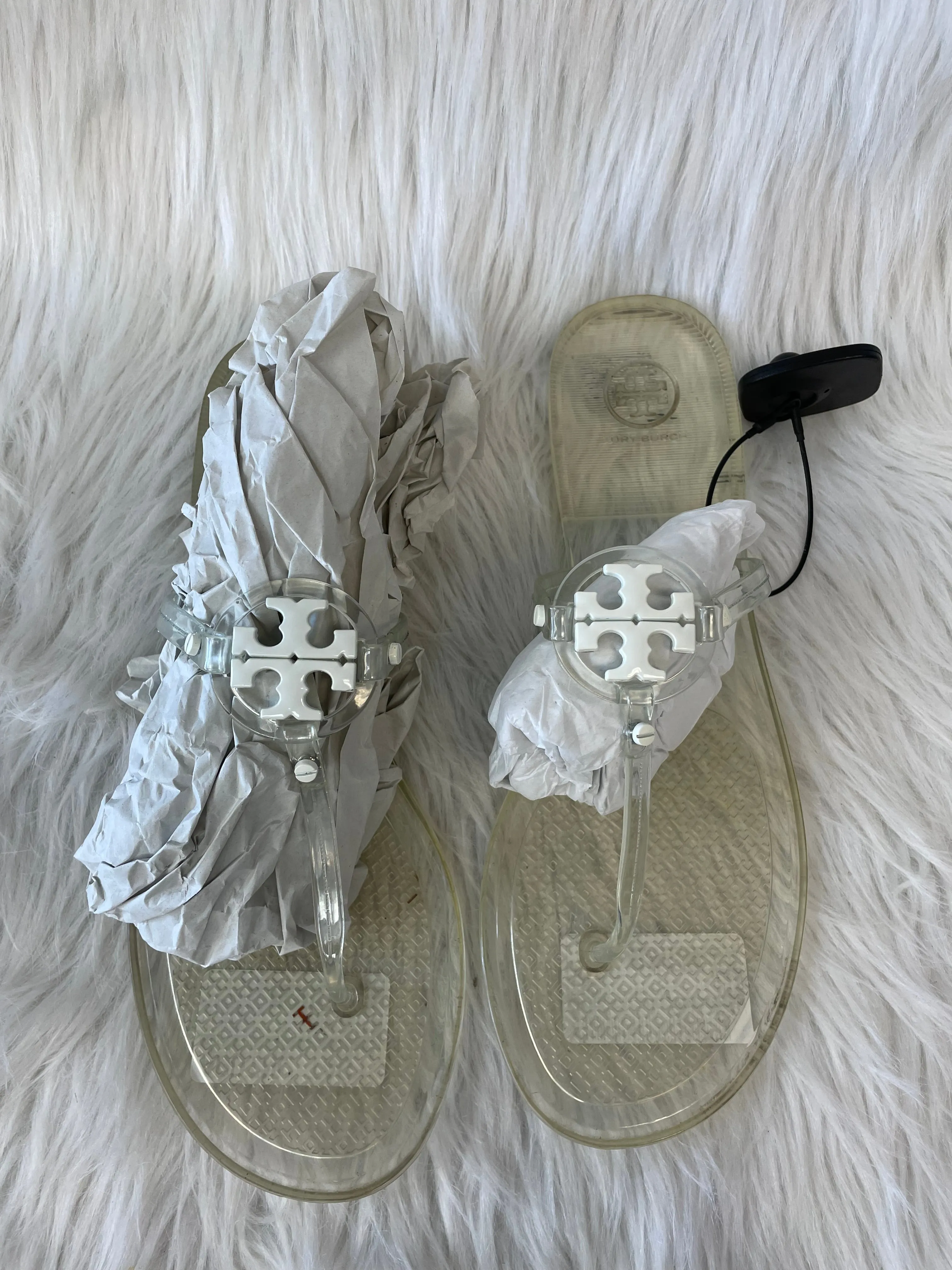 Clear Sandals Designer Tory Burch, Size 11