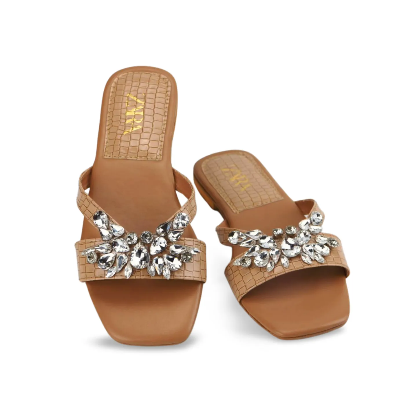 Diamond Strappy Flat Sandals for Ladies -1007