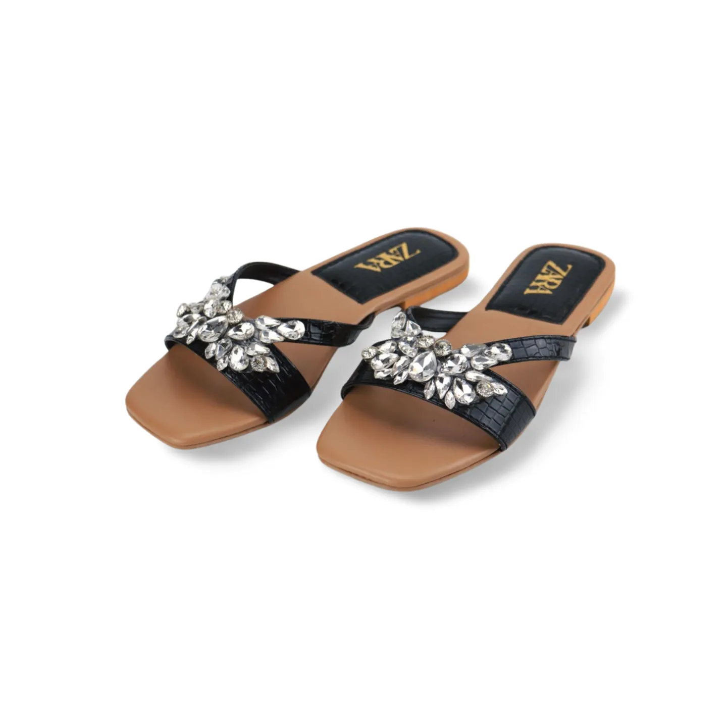 Diamond Strappy Flat Sandals for Ladies -1007