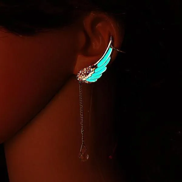 Radiant Glow-in-the-Dark Hermes Wings Ear Cuffs - Stylish and Unique Accessories