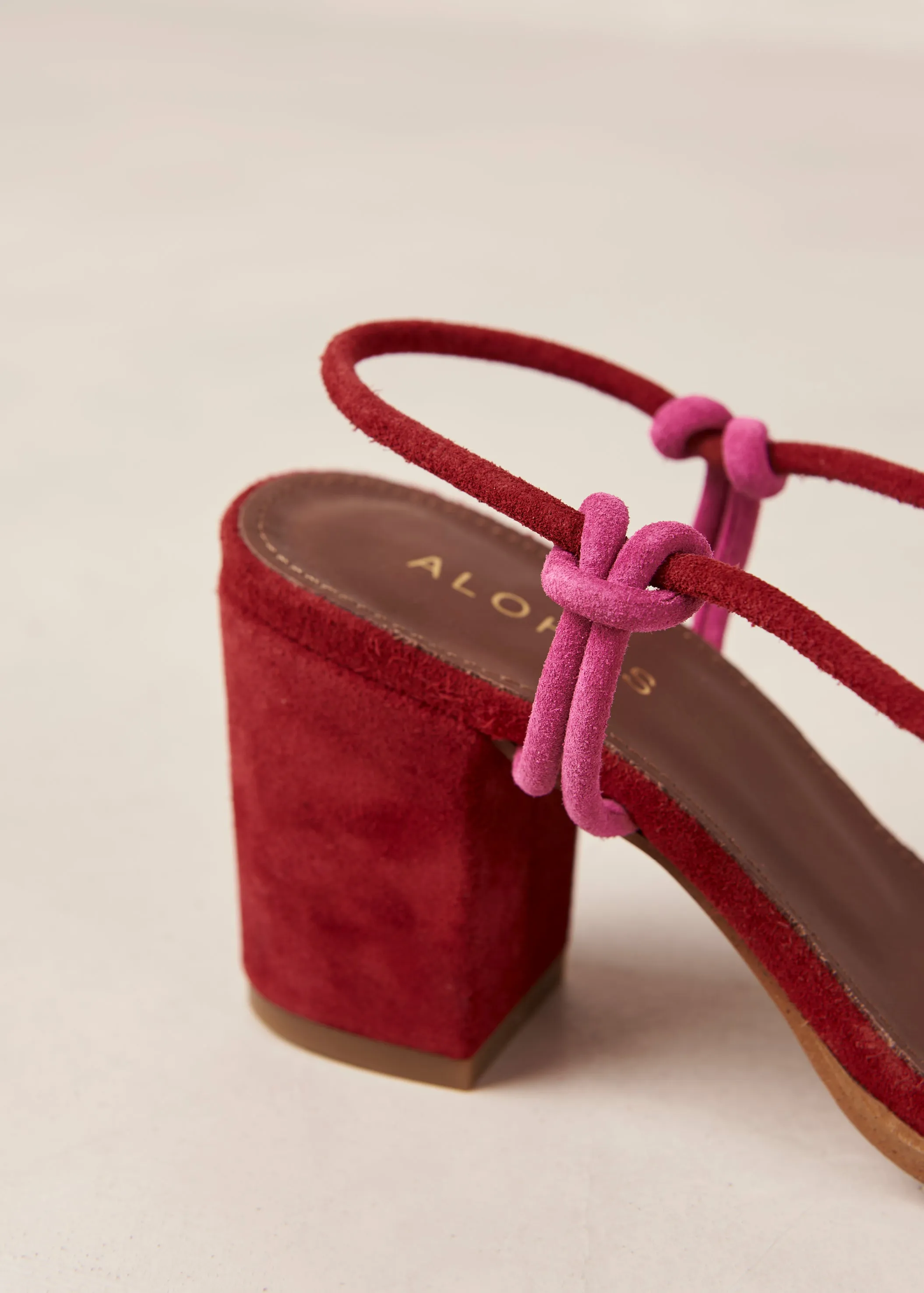 Grace Bicolor Red Magenta Leather Sandals