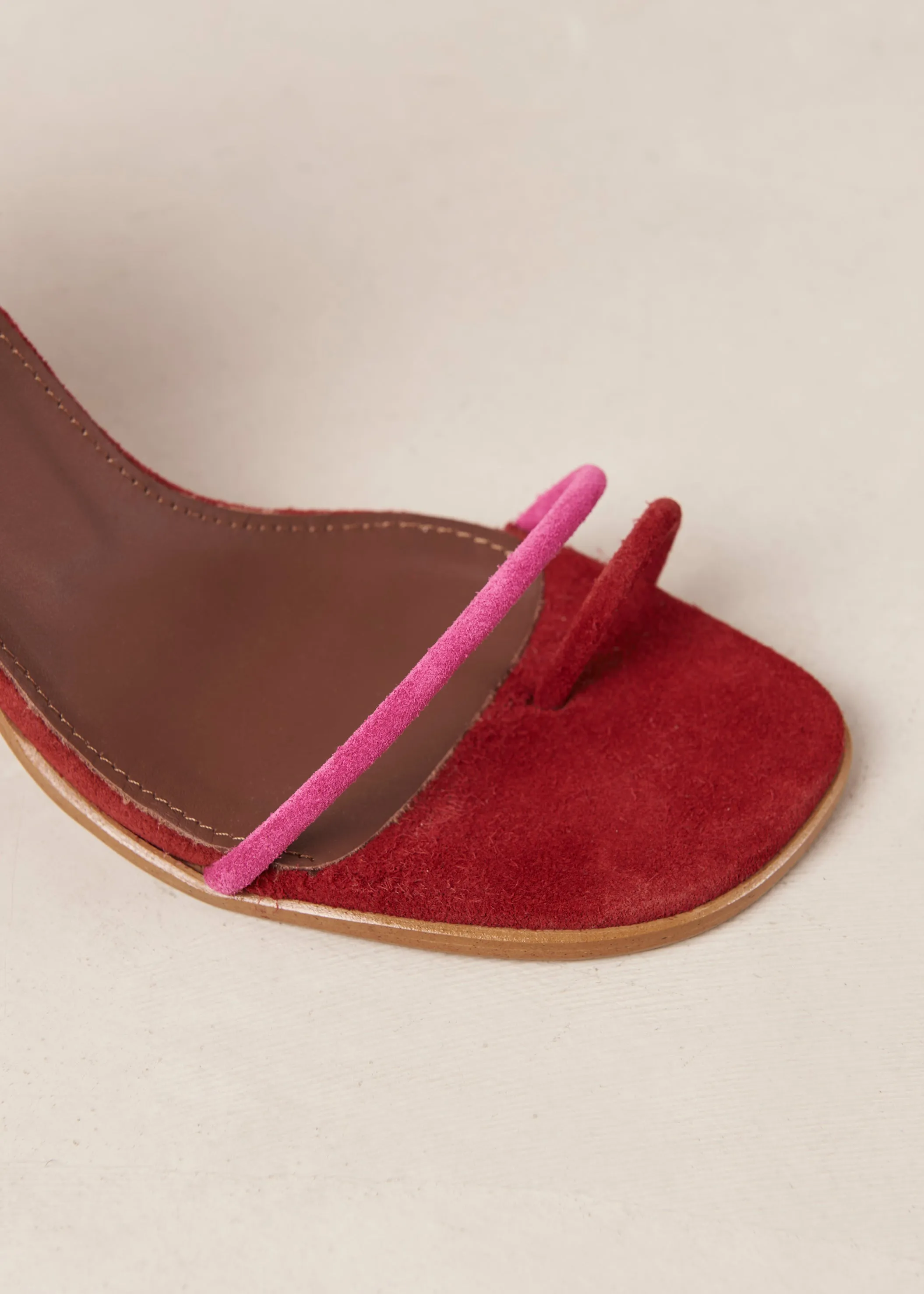 Grace Bicolor Red Magenta Leather Sandals