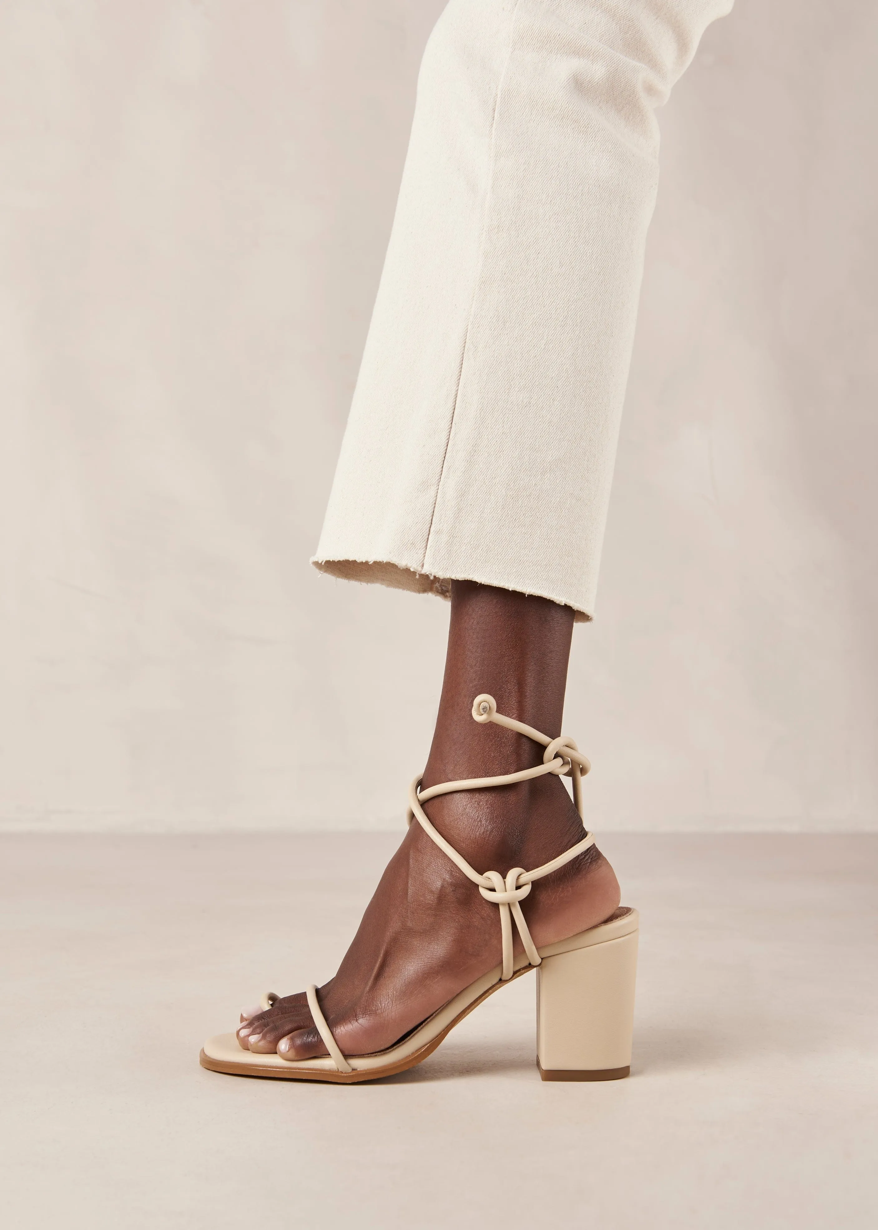 Grace Corn Cream Vegan Leather Sandals