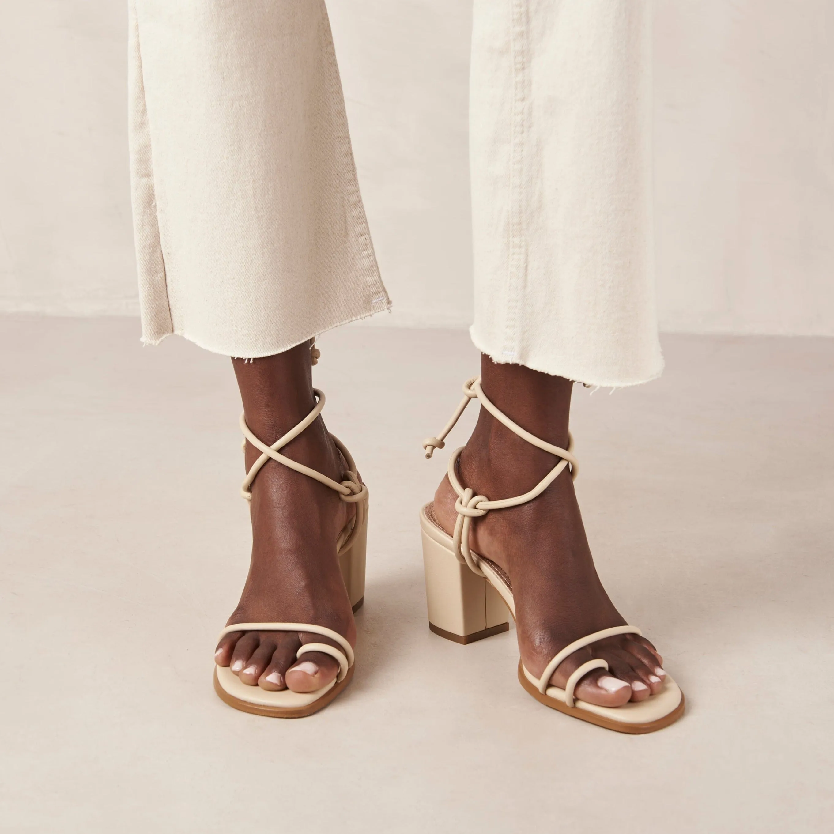 Grace Corn Cream Vegan Leather Sandals