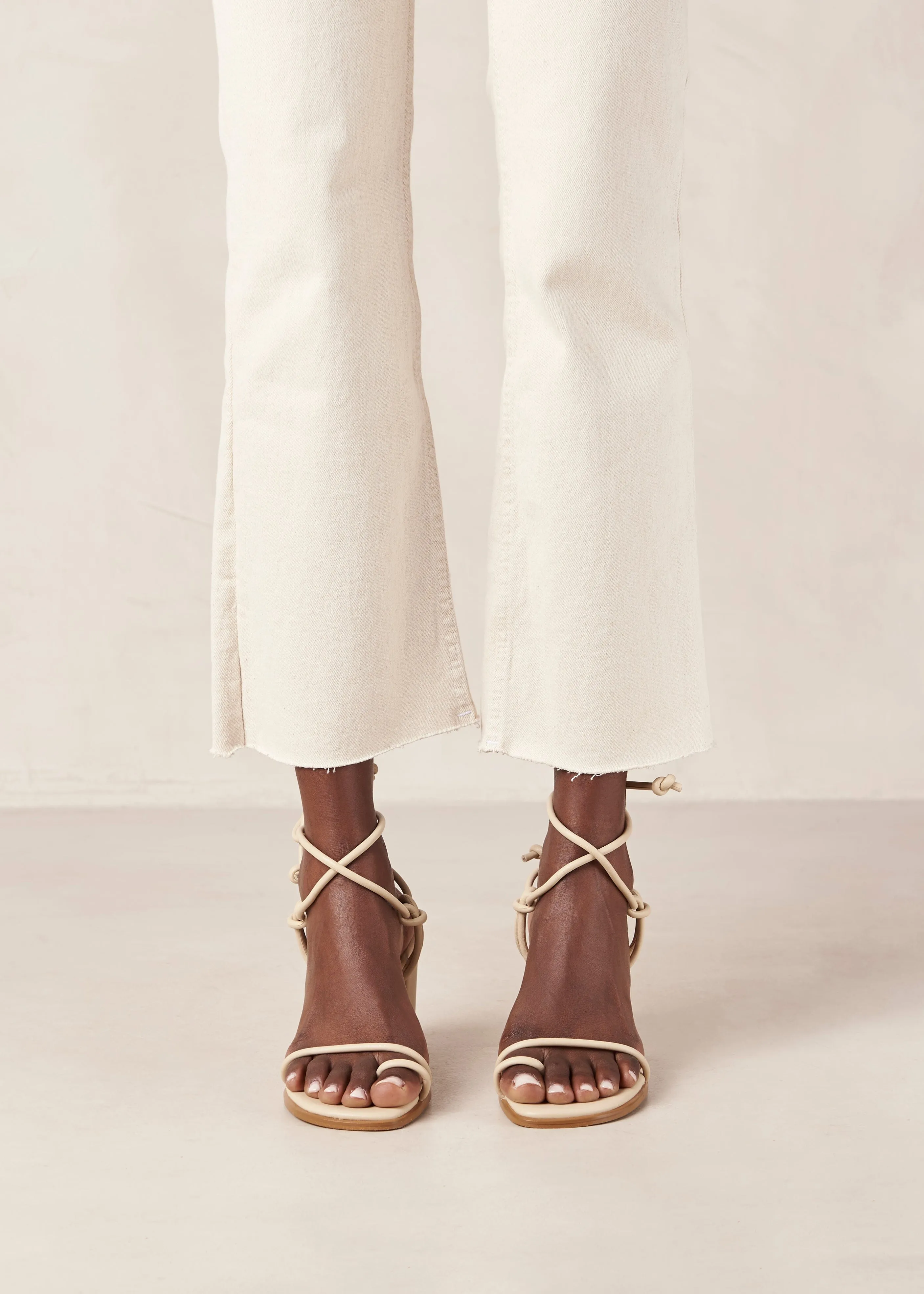 Grace Corn Cream Vegan Leather Sandals