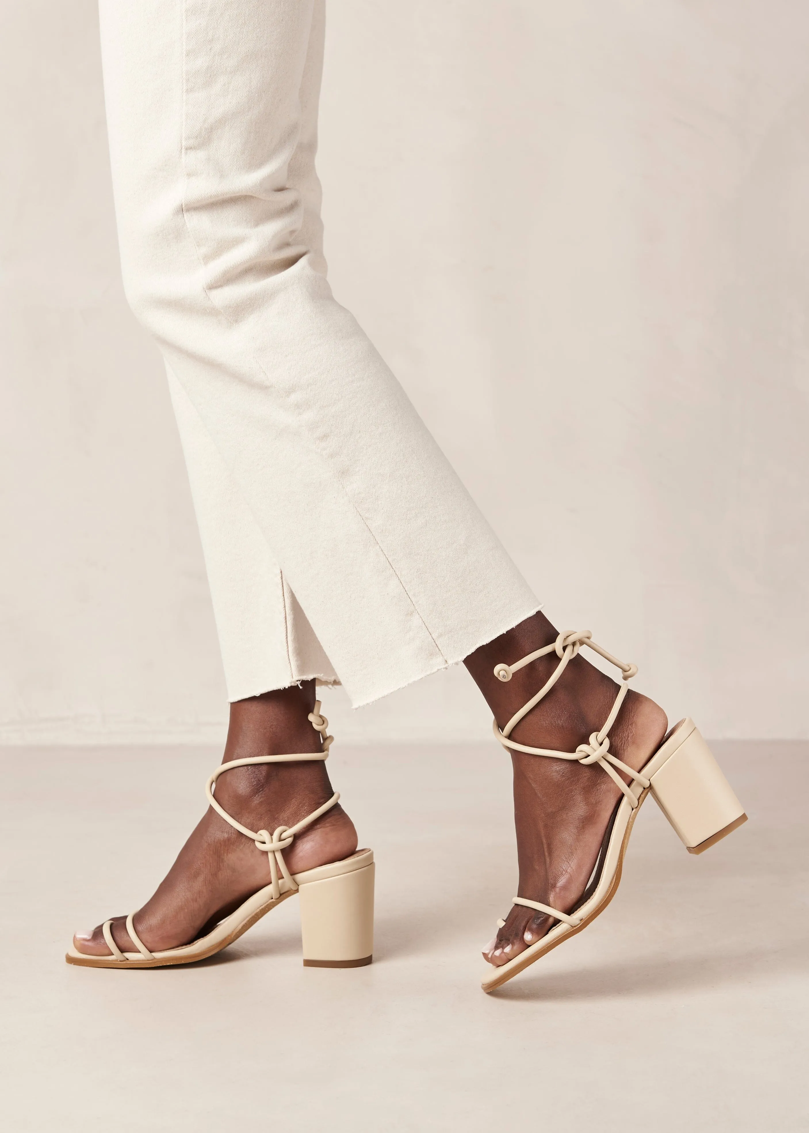 Grace Corn Cream Vegan Leather Sandals