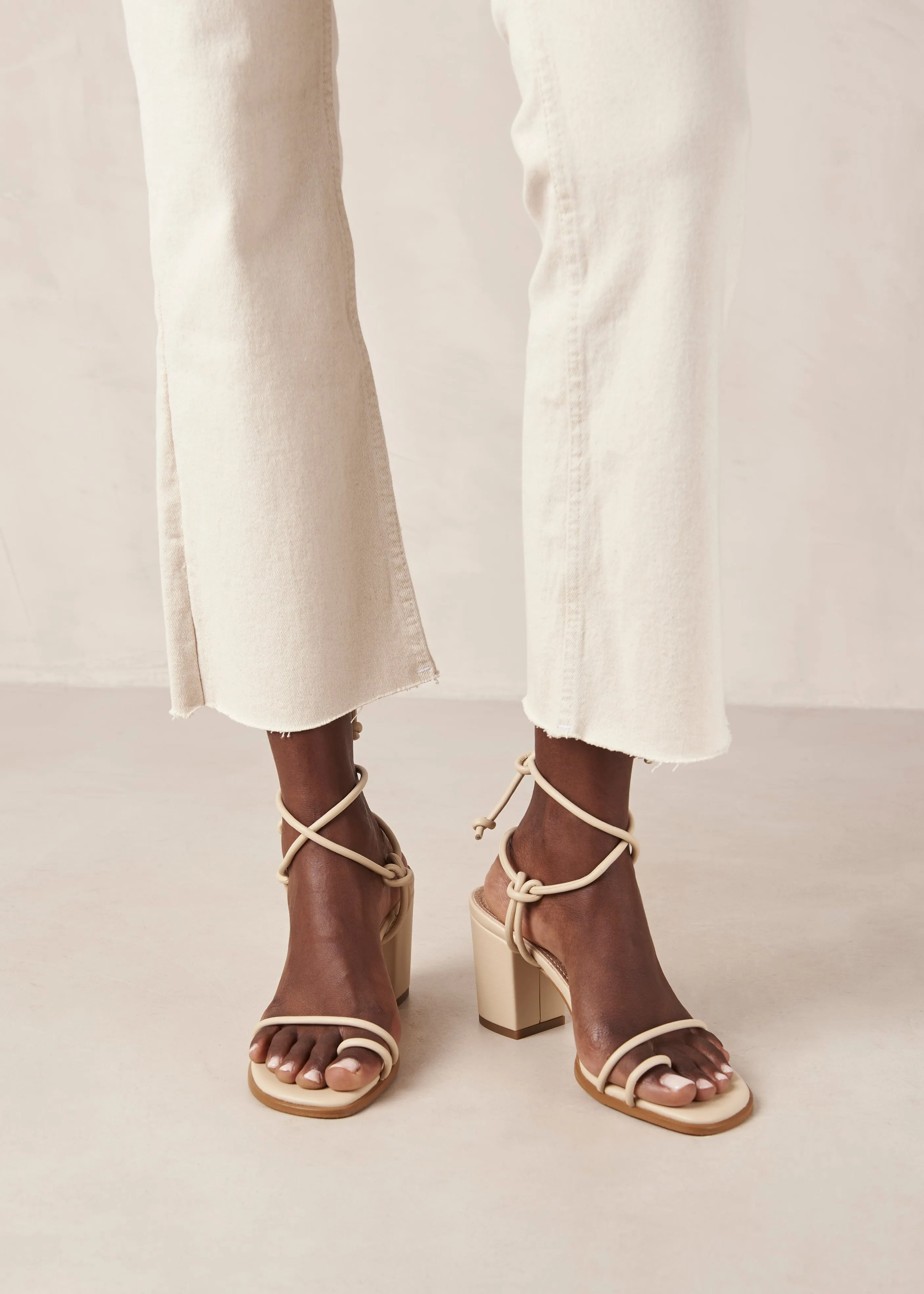 Grace Corn Cream Vegan Leather Sandals