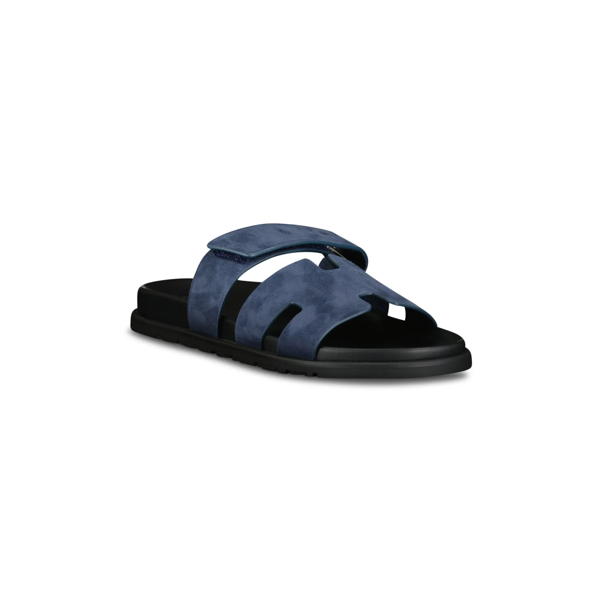 HERMES CHYPRE SANDALS NAVY BLUE SUEDE