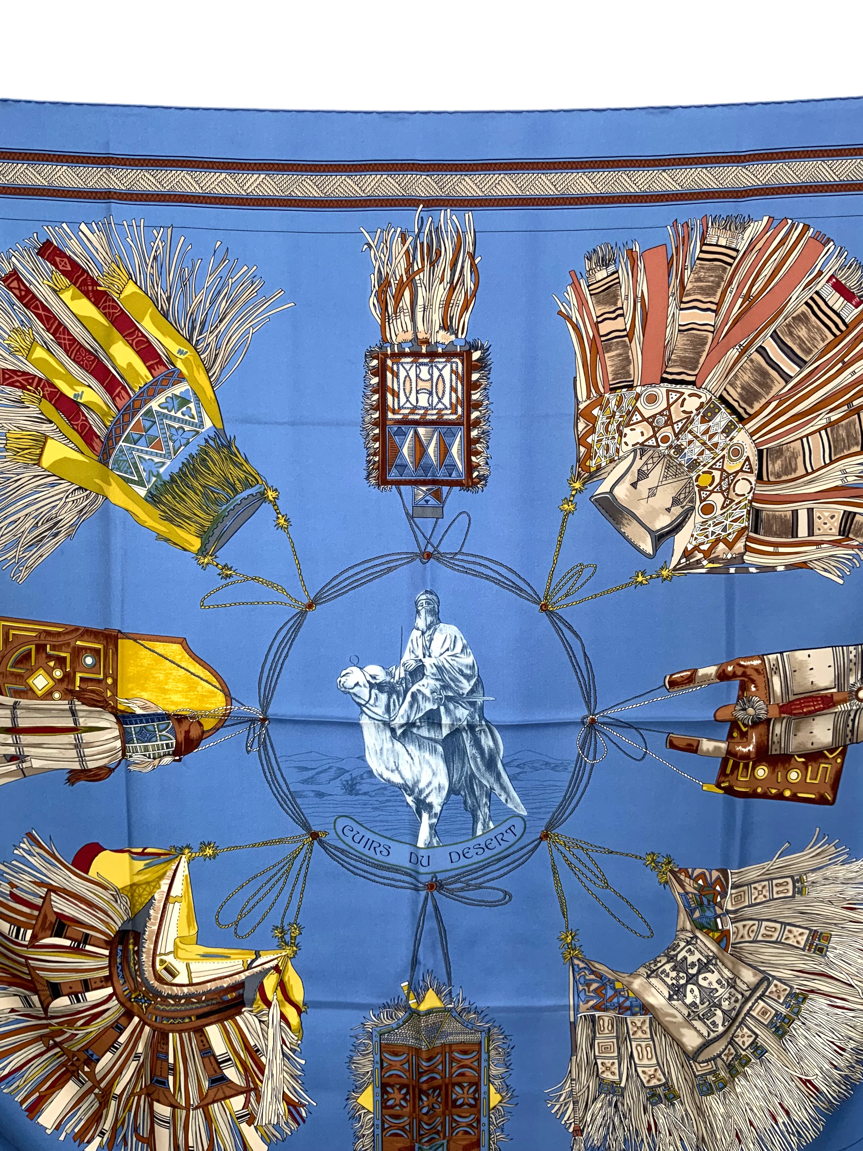 HERMES Cuirs du Desert Silk Scarf 90