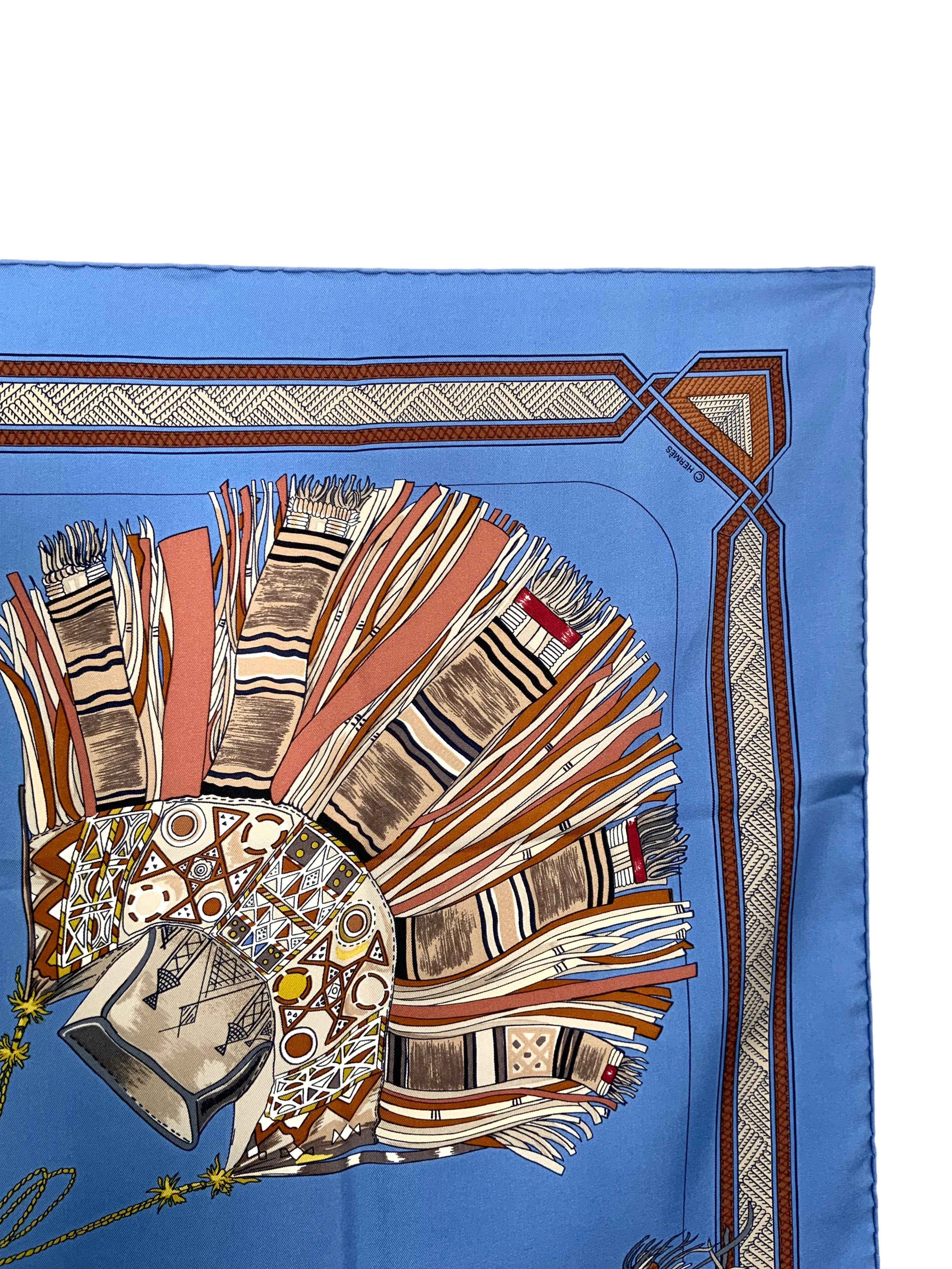 HERMES Cuirs du Desert Silk Scarf 90