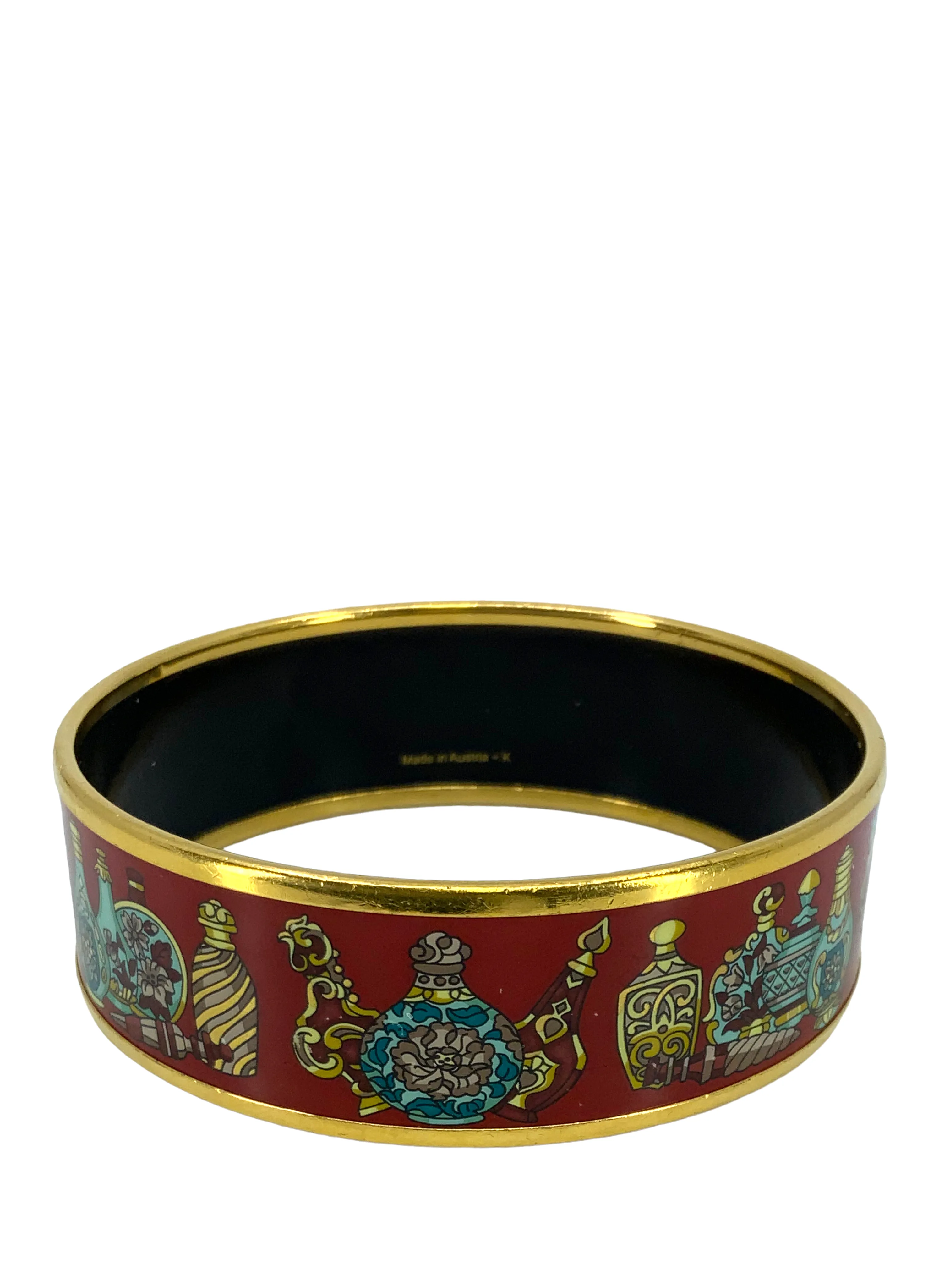 Hermes Flacons Printed Enamel Wide Bracelet 65