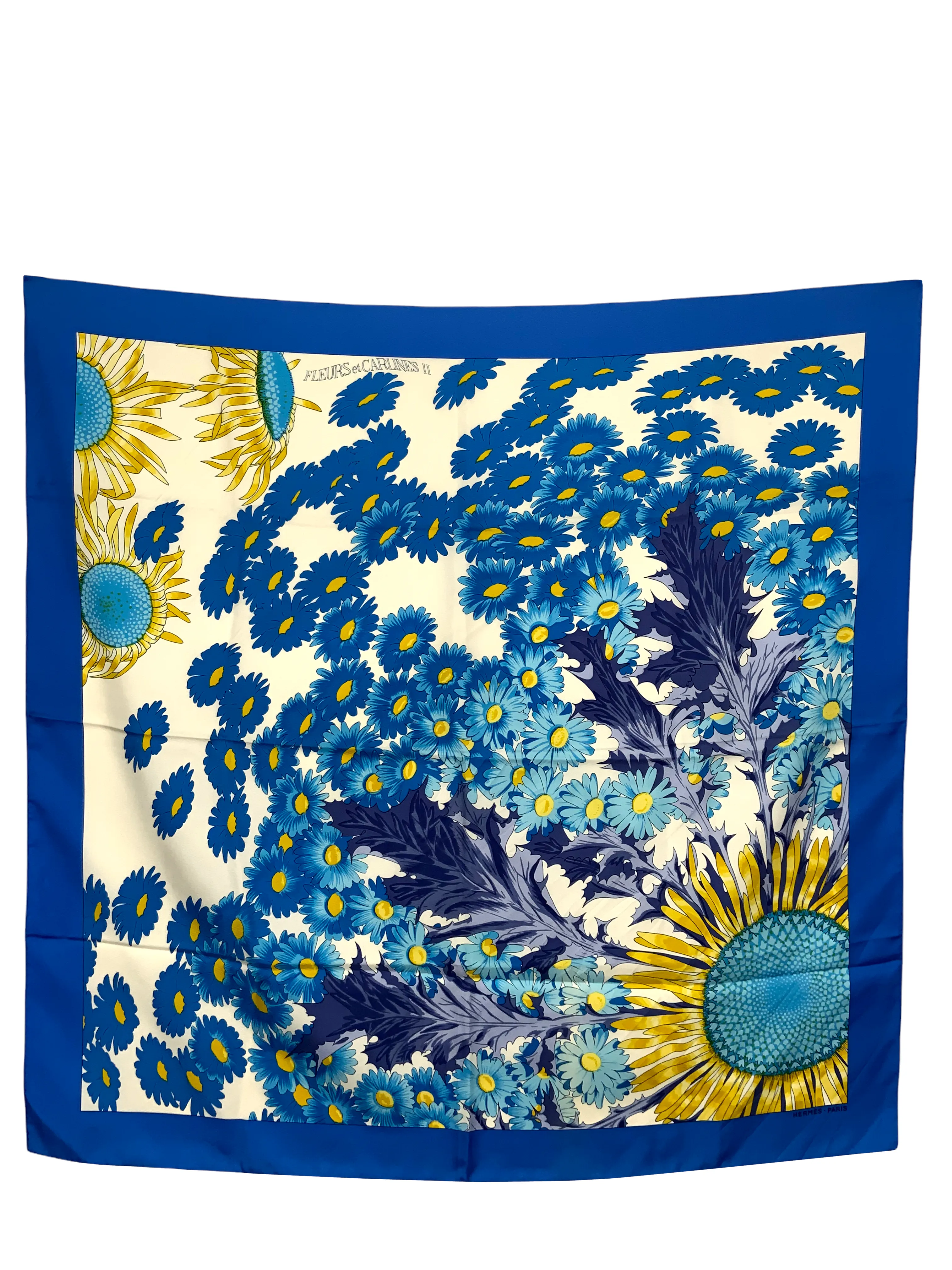 Hermes Fleurs et Carlines II Silk Scarf 90