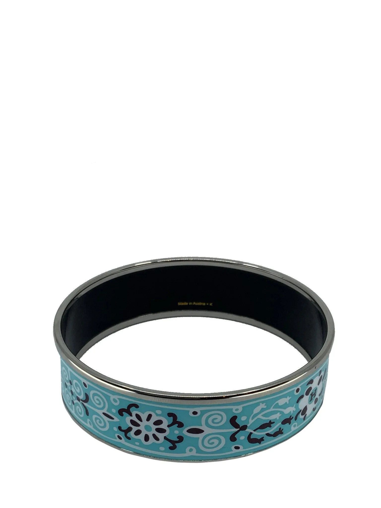 Hermes Flower Petals Printed Enamel Wide Bracelet 70