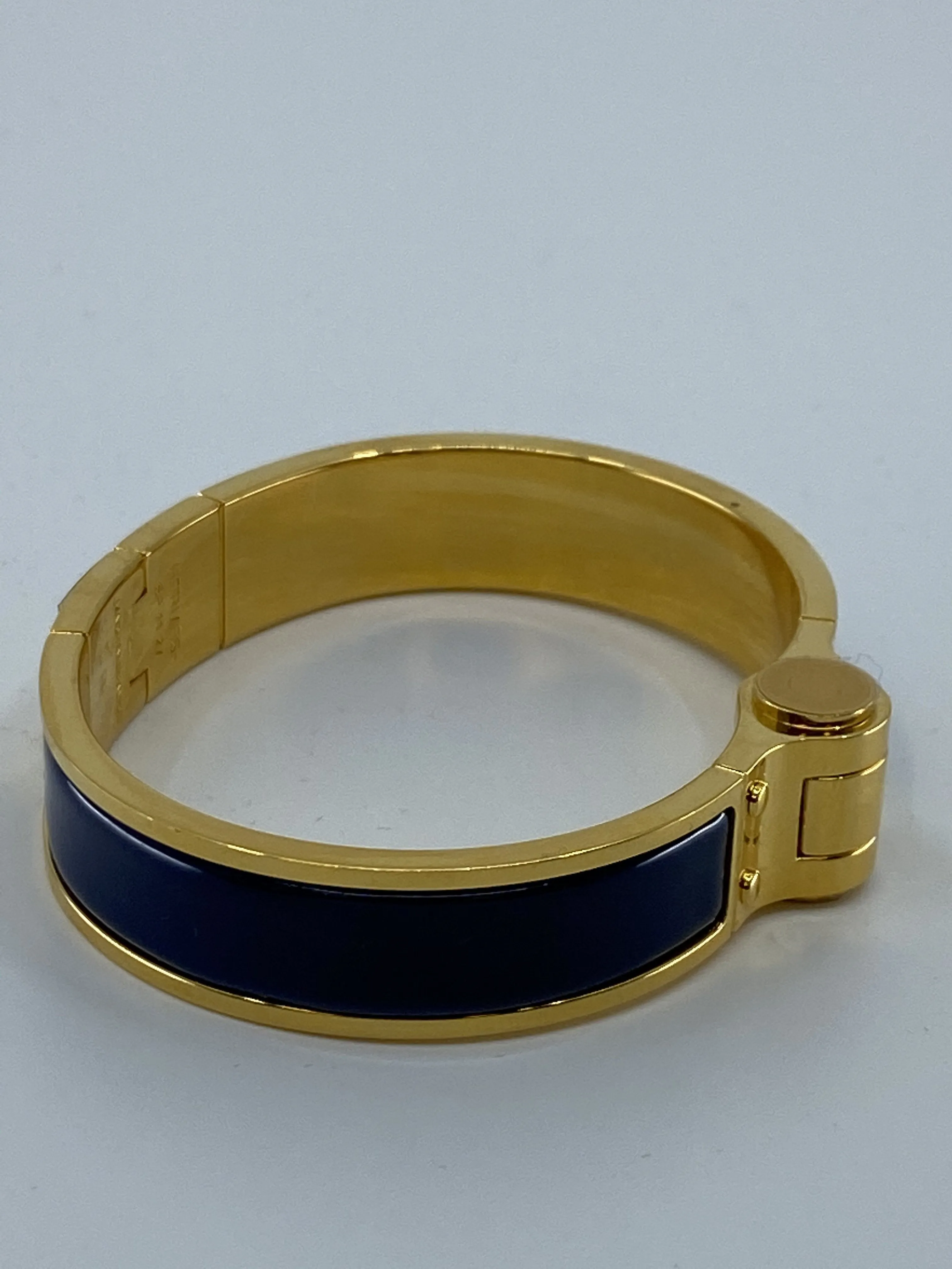 Hermes Navy Enamel Hinged Bracelet