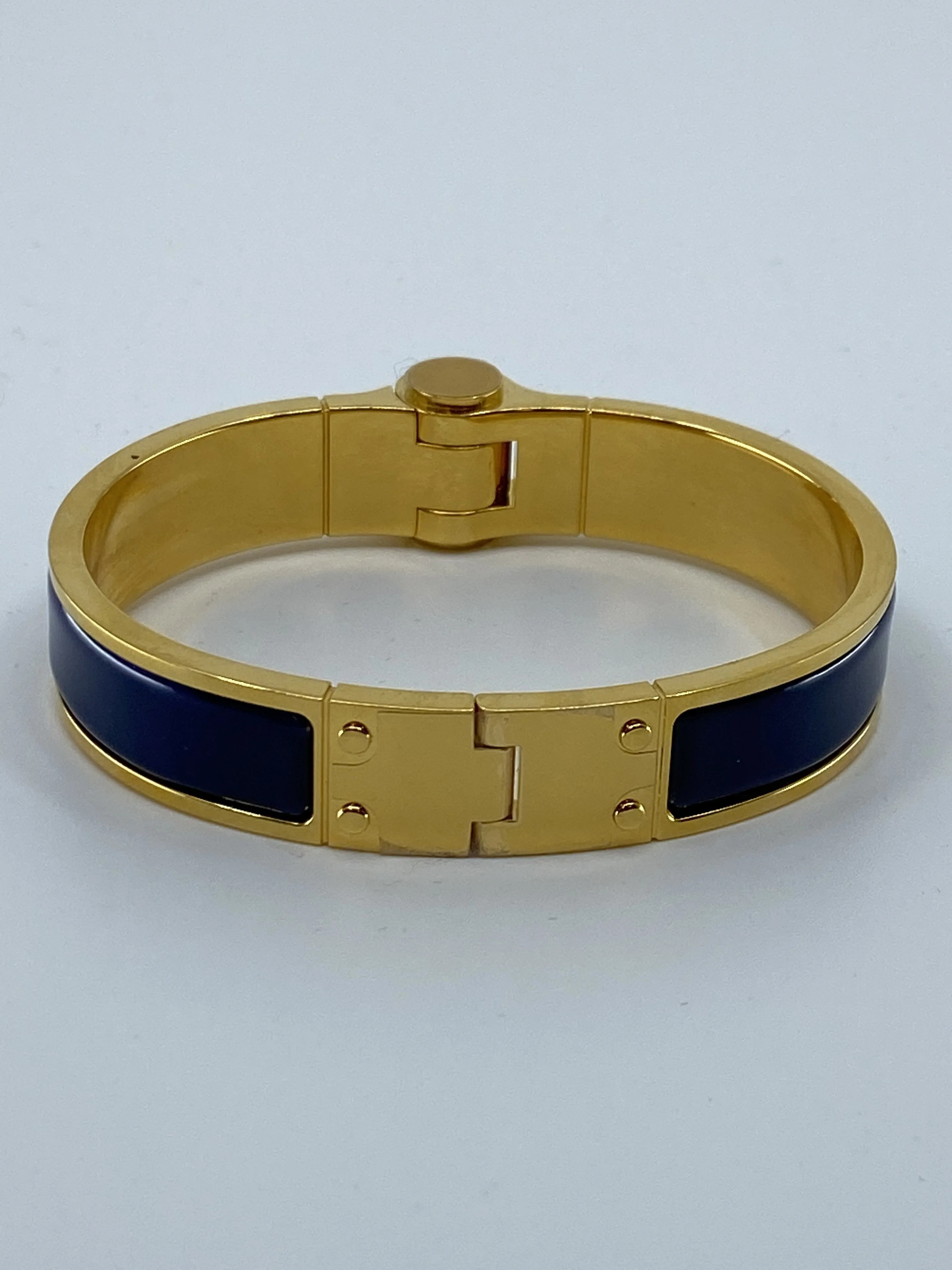 Hermes Navy Enamel Hinged Bracelet