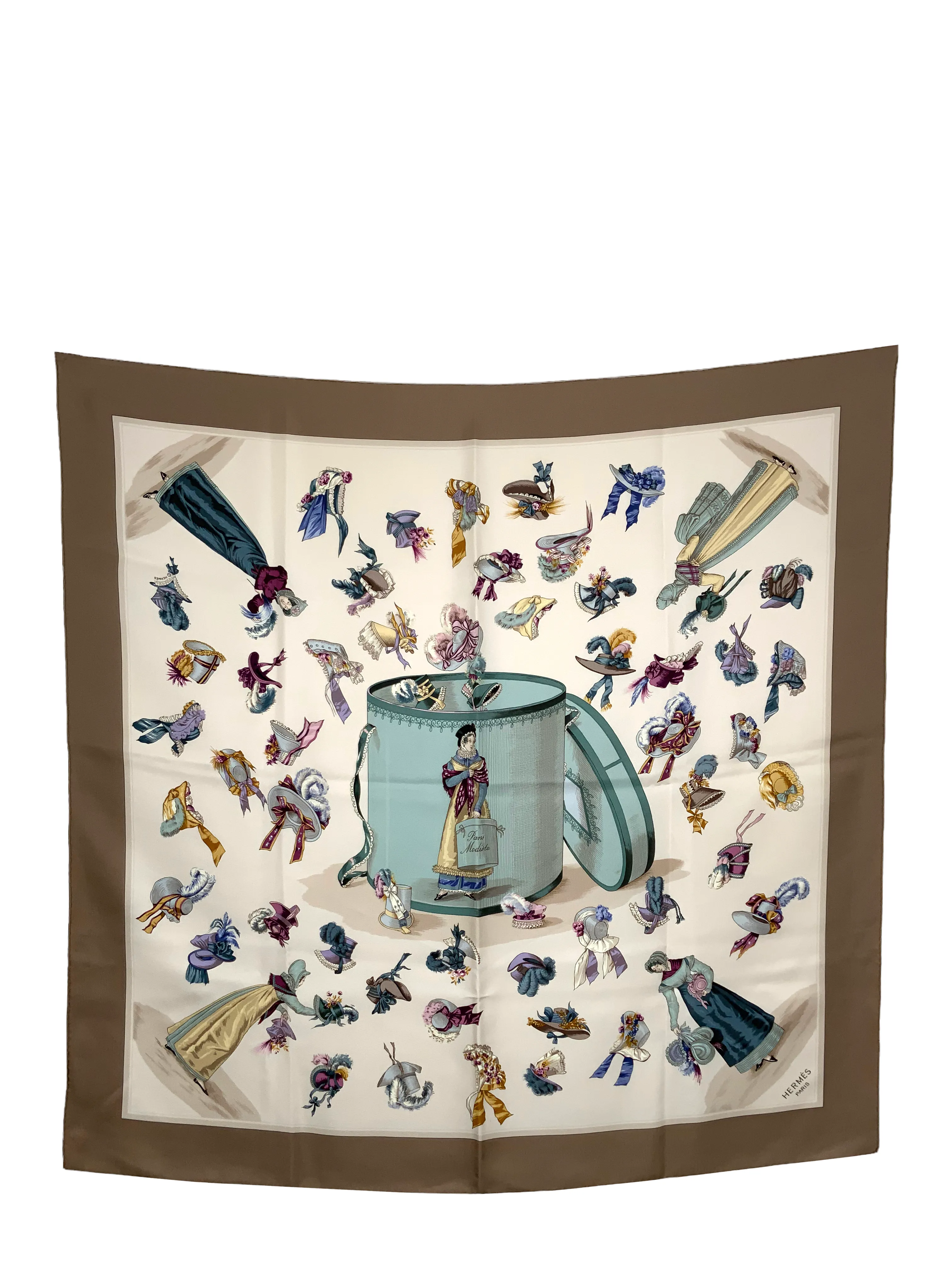 HERMES Paris Modiste Silk Scarf 90