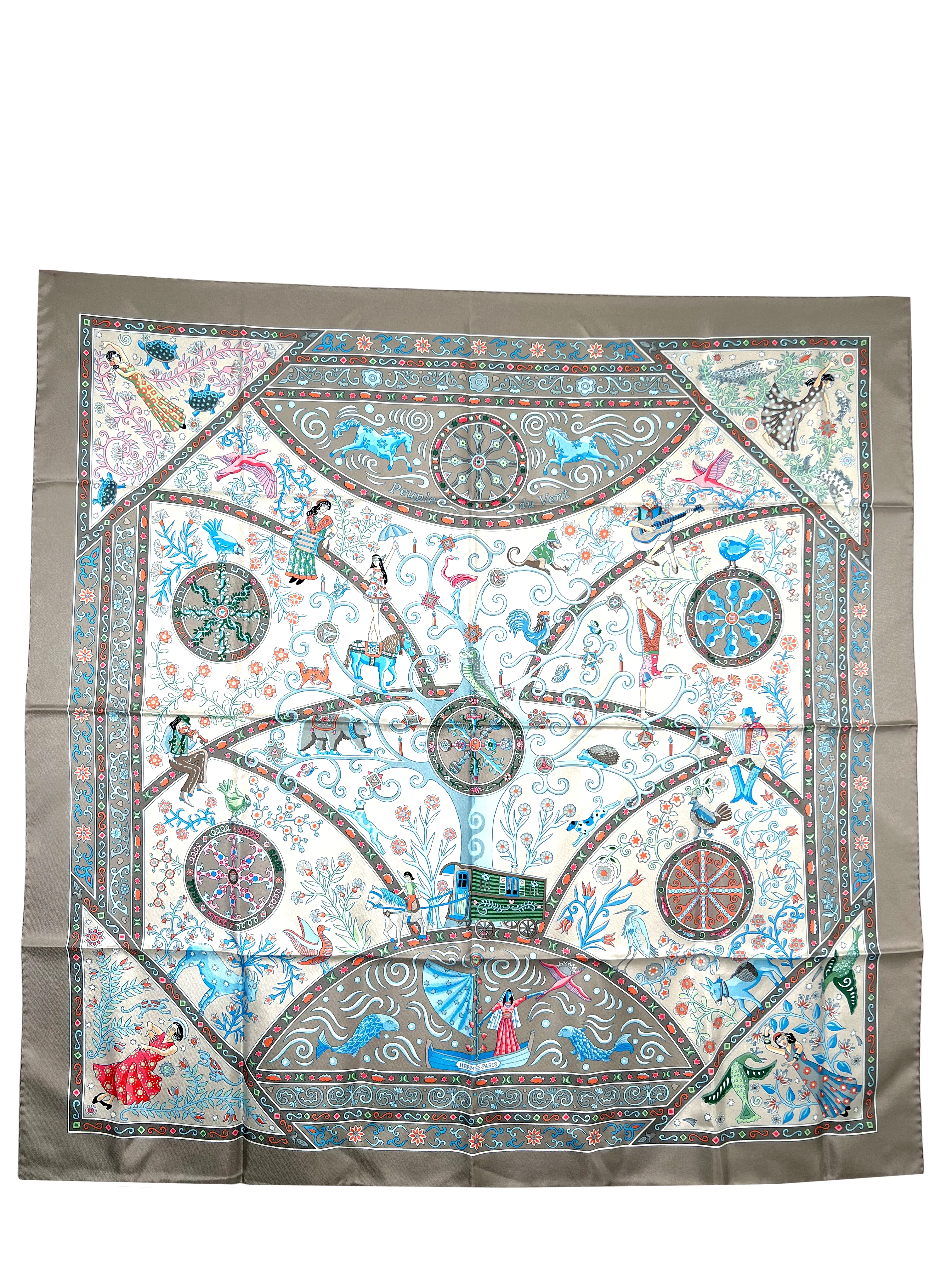 Hermes Peuple du Vent Silk Scarf 90 NWT