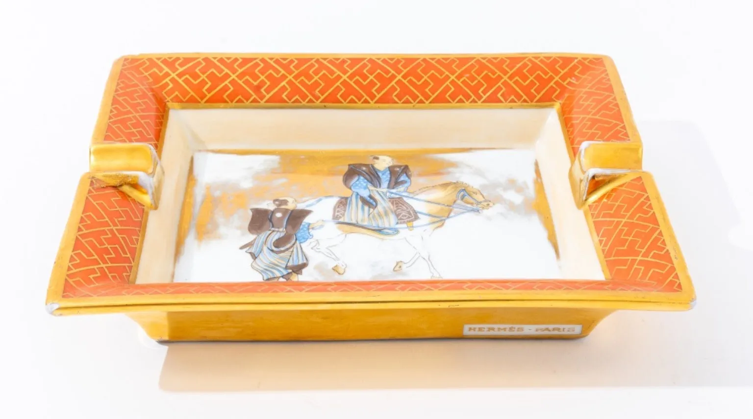 Hermes Porcelain Ashtray with Japanese Scene