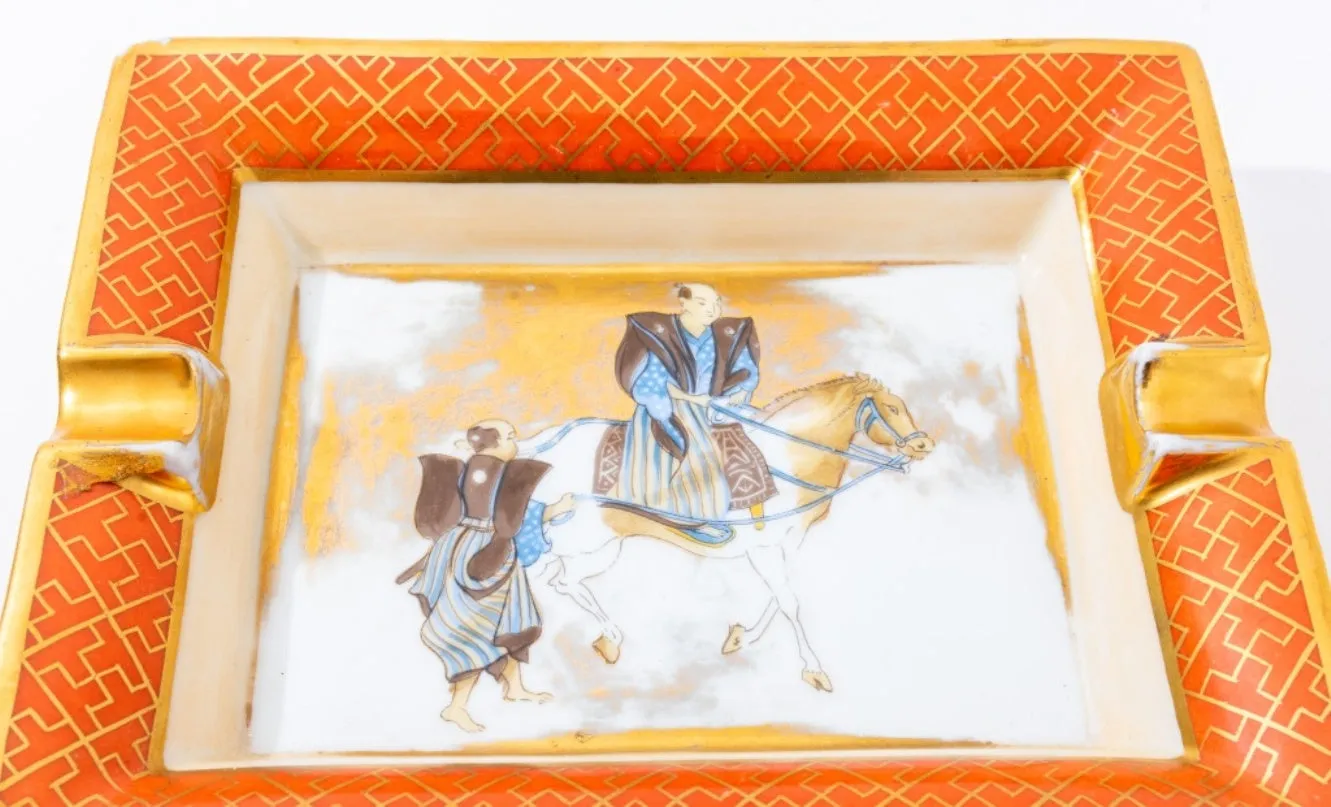 Hermes Porcelain Ashtray with Japanese Scene