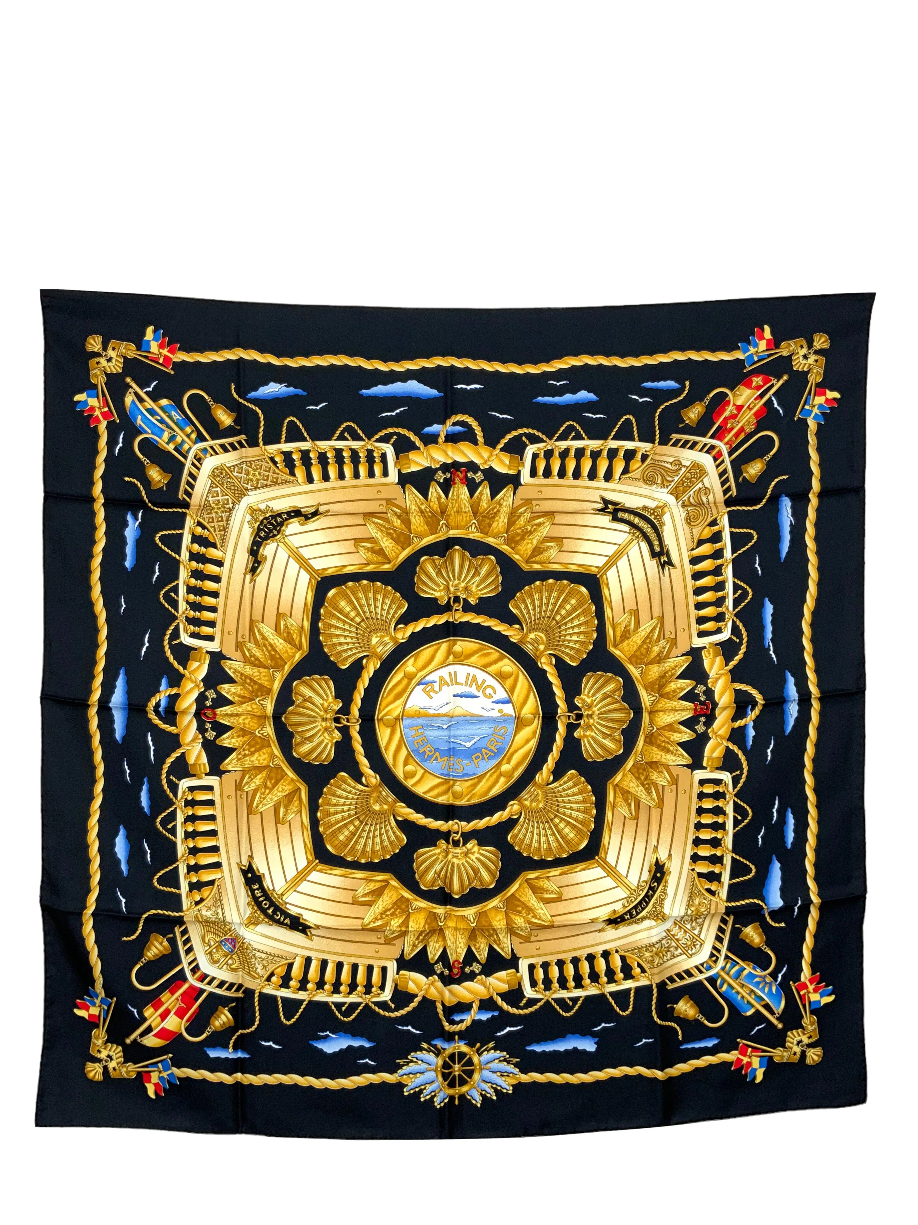 HERMES Railing Silk Scarf 90