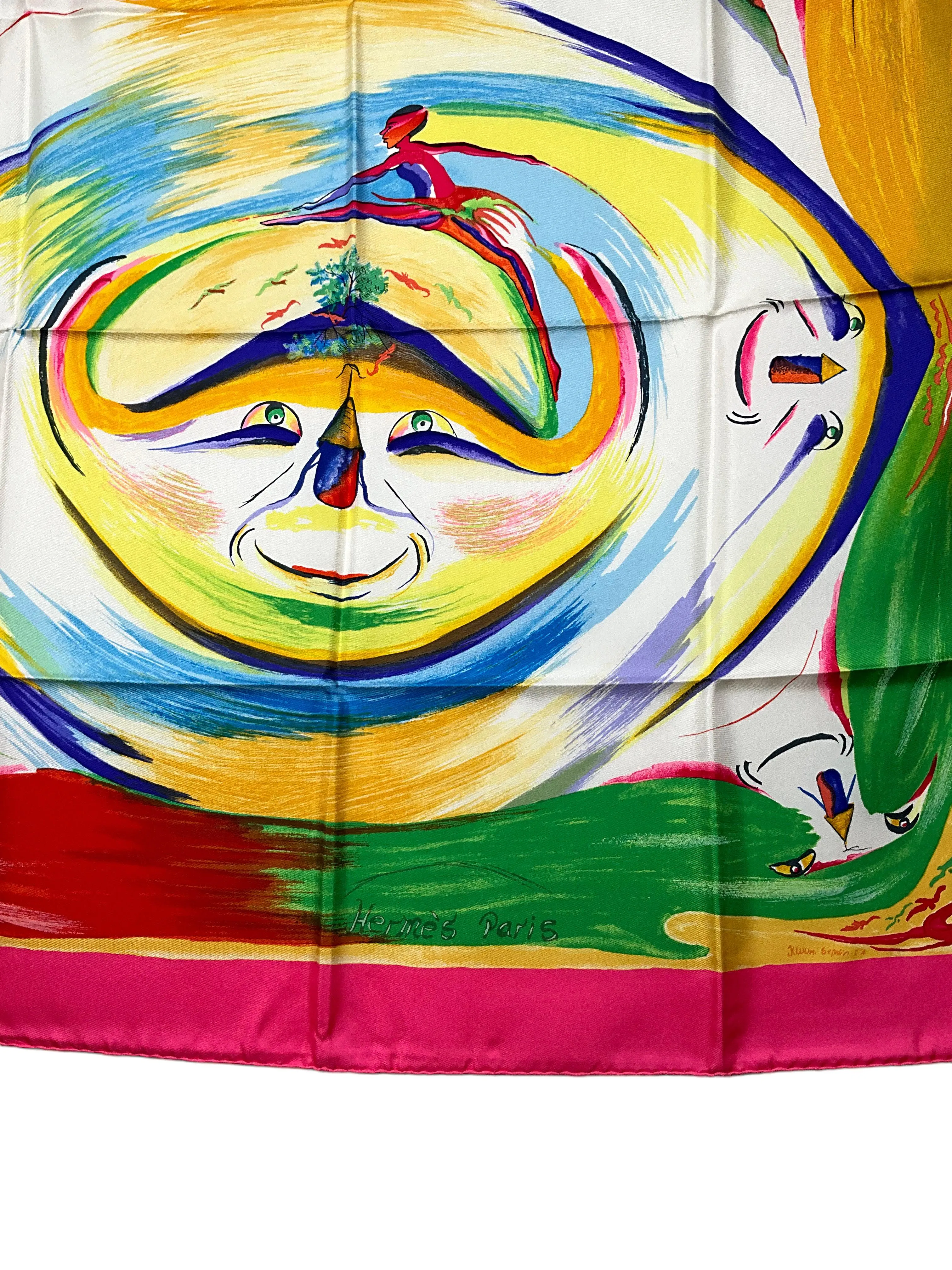 HERMES Smiles in Third Millenary Silk Scarf 90