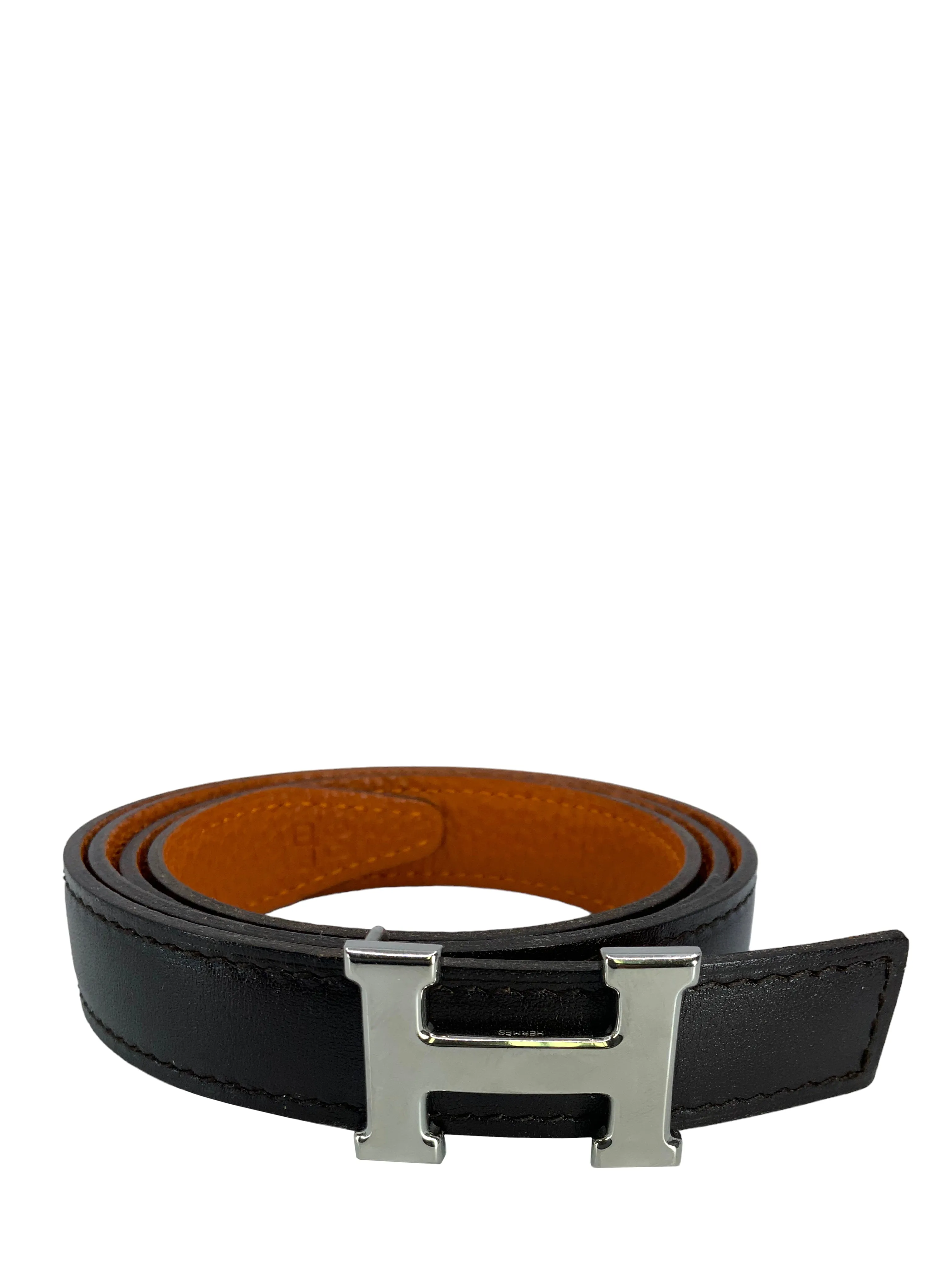 Hermes Thin Leather Reversible H Belt Size 80