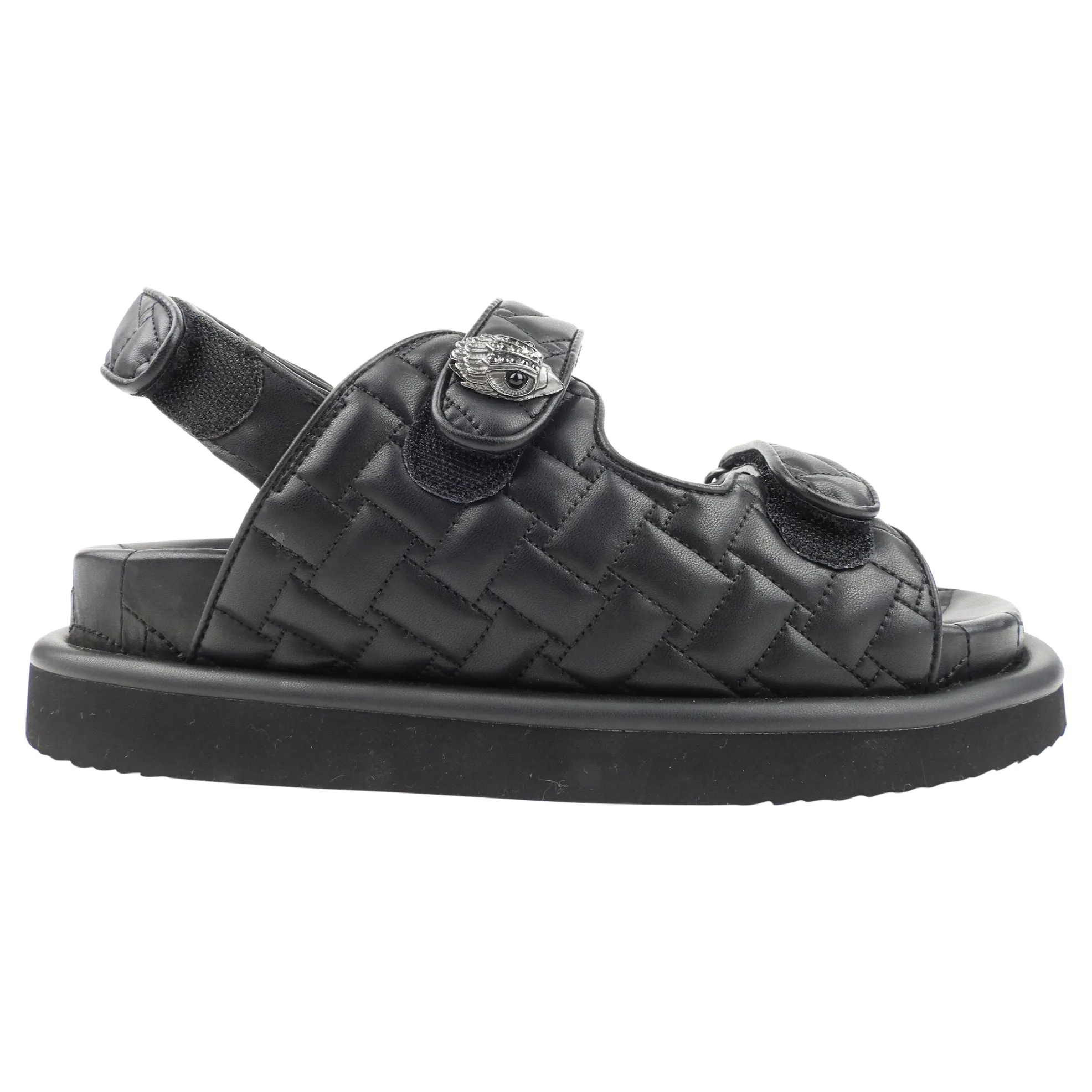 Kurt Geiger London Black Vegan Leather Quilted Orson Platform Sandals - 40