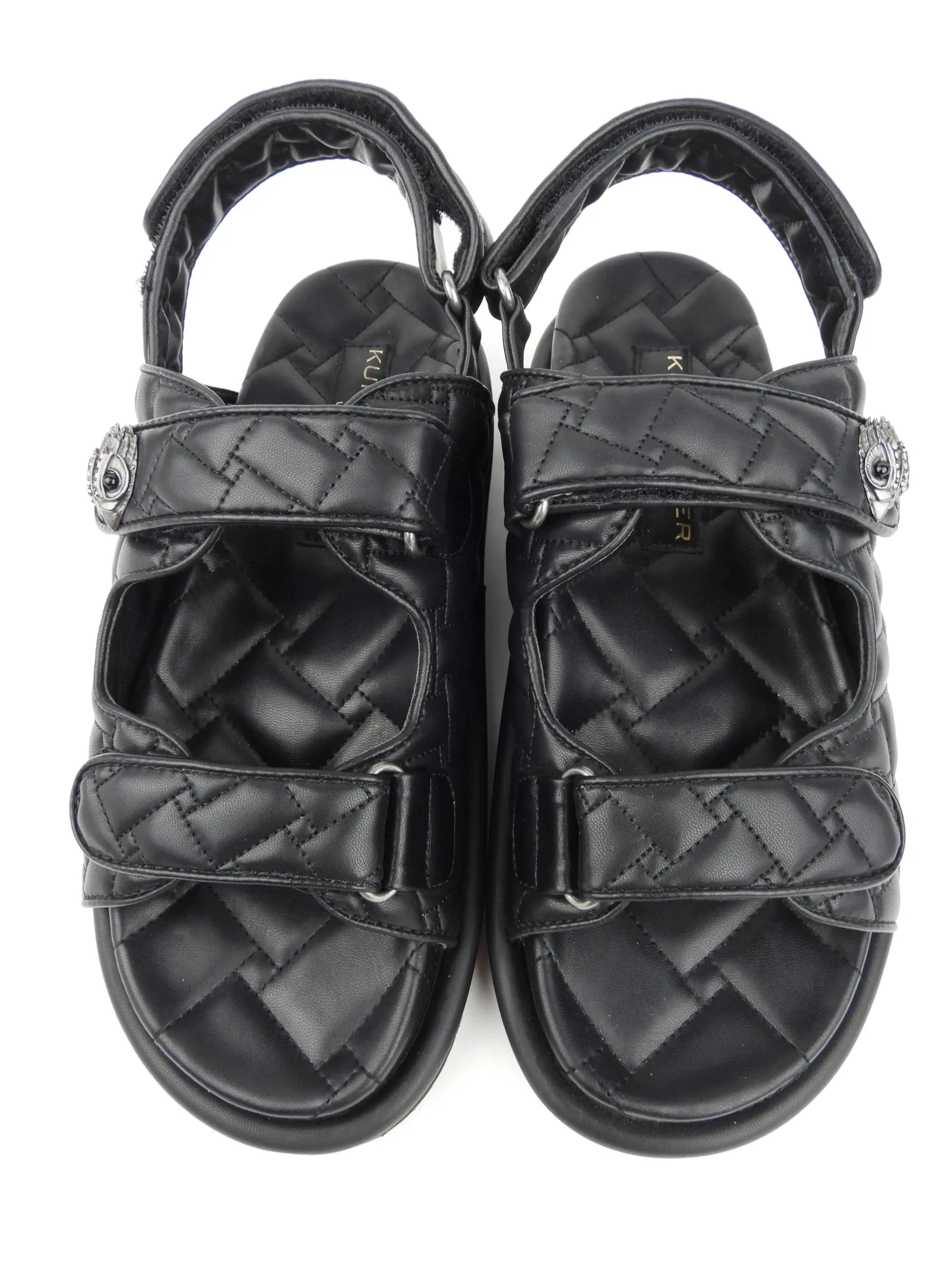 Kurt Geiger London Black Vegan Leather Quilted Orson Platform Sandals - 40