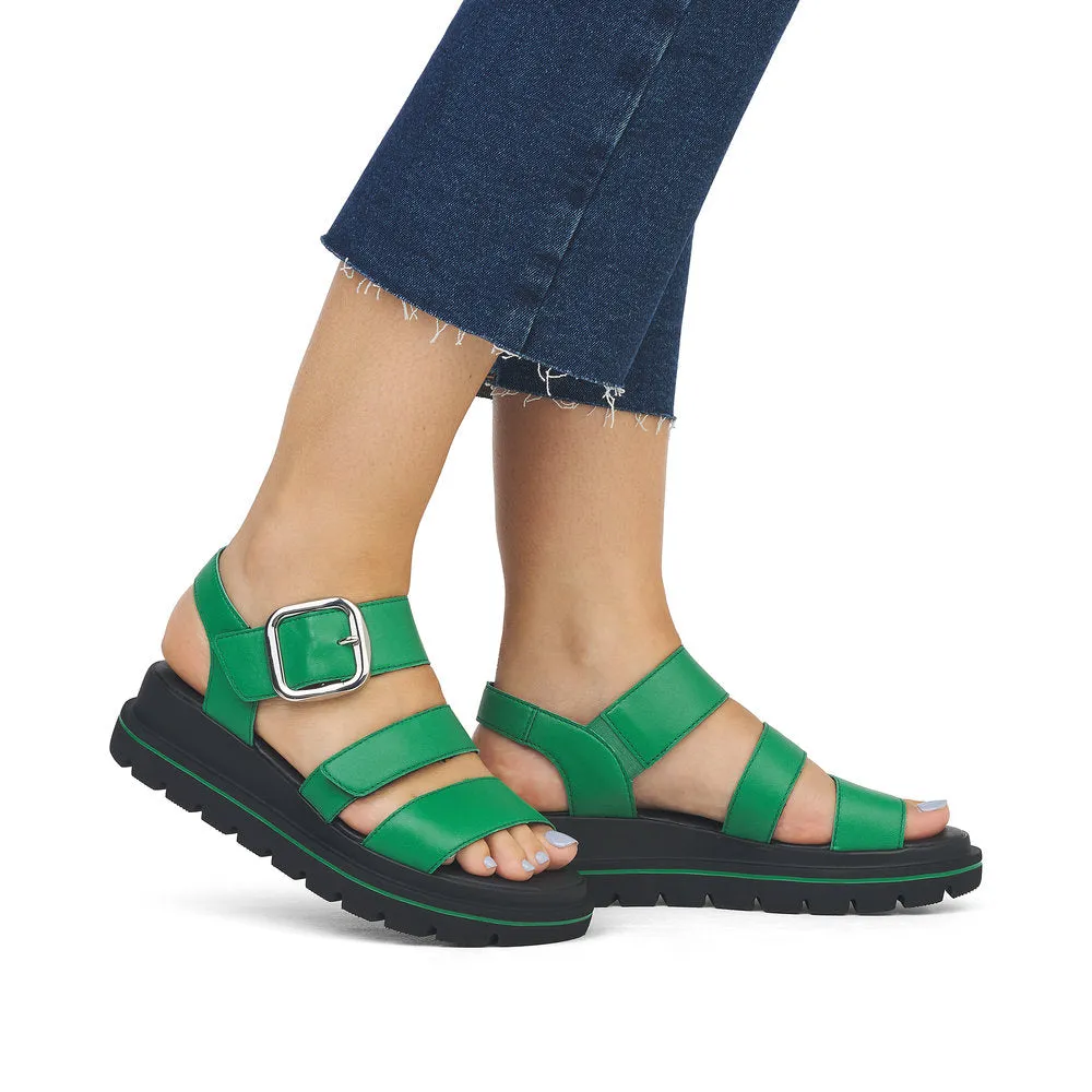 Ladies Evolution By Rieker Sandals Green Chunky Platform W1650-52