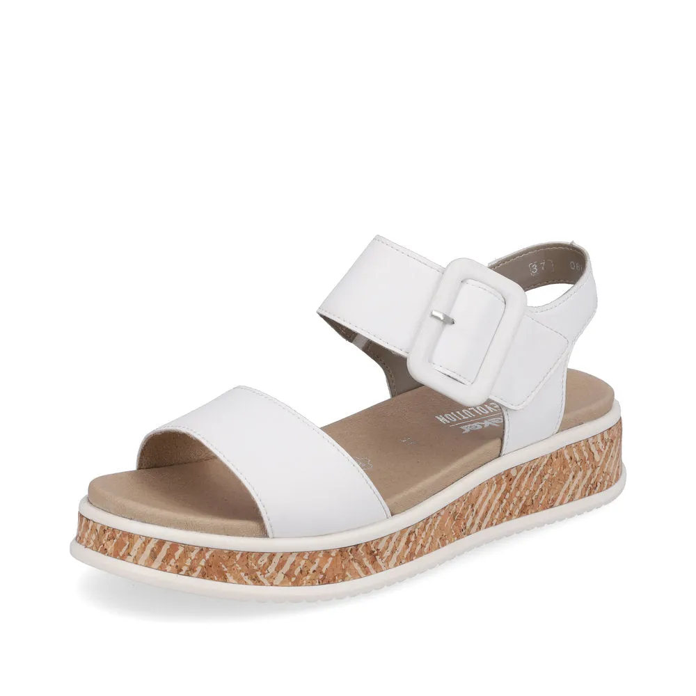 Ladies Evolution By Rieker Sandals White Chunky Platform W0800-80 sale