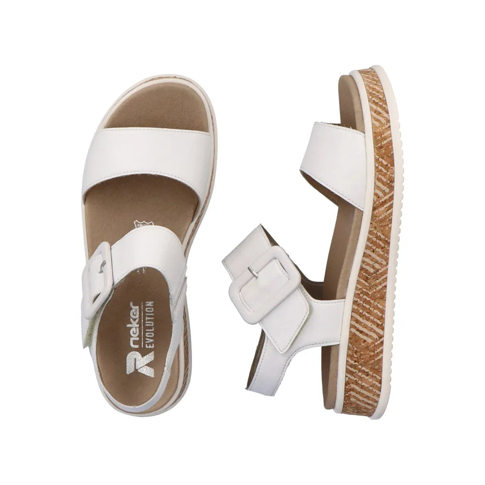 Ladies Evolution By Rieker Sandals White Chunky Platform W0800-80 sale