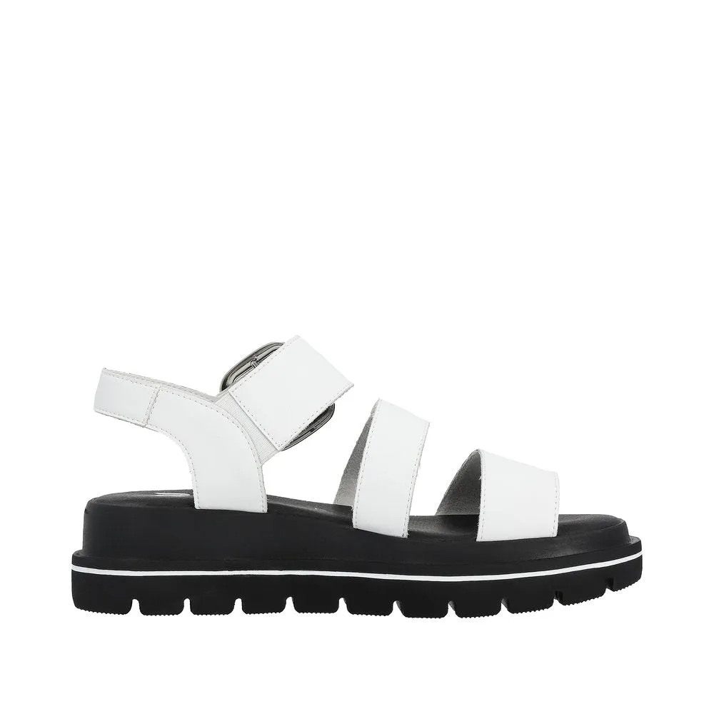 Ladies Evolution By Rieker Sandals White Chunky Platform W1650-80