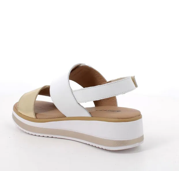 Ladies IGI & Co Sandals White/Gold Double Strap 5685422