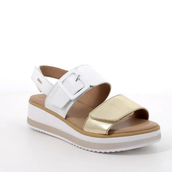 Ladies IGI & Co Sandals White/Gold Double Strap 5685422