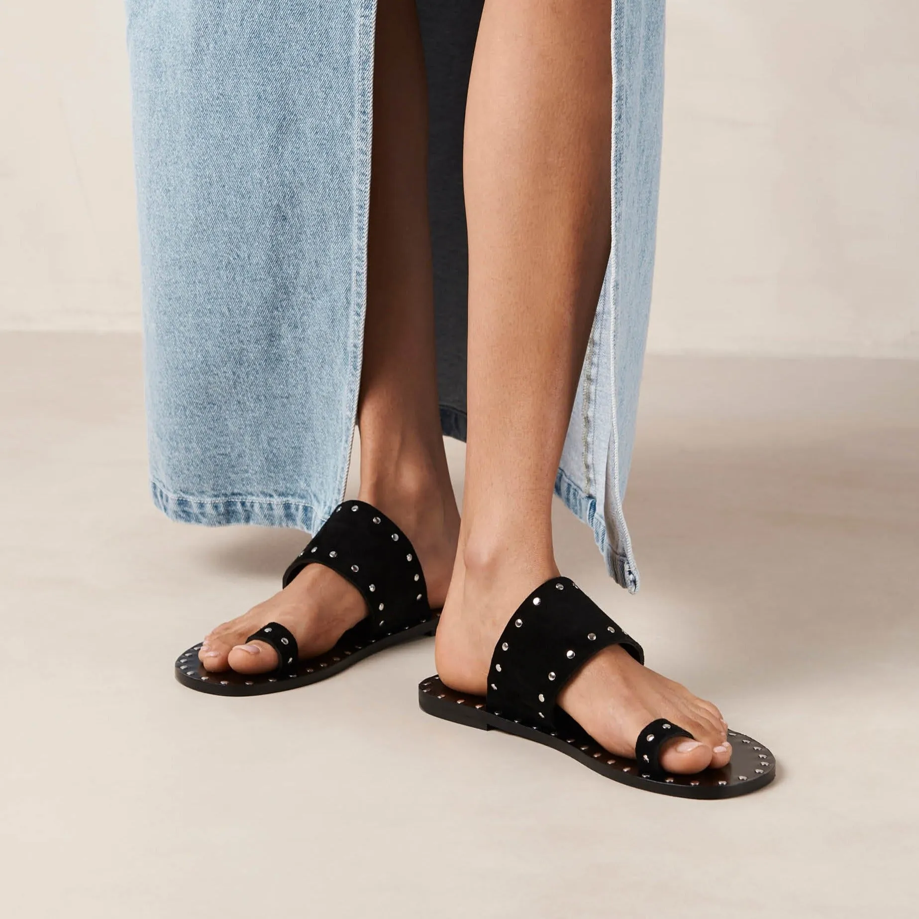 Riley Black Leather Sandals