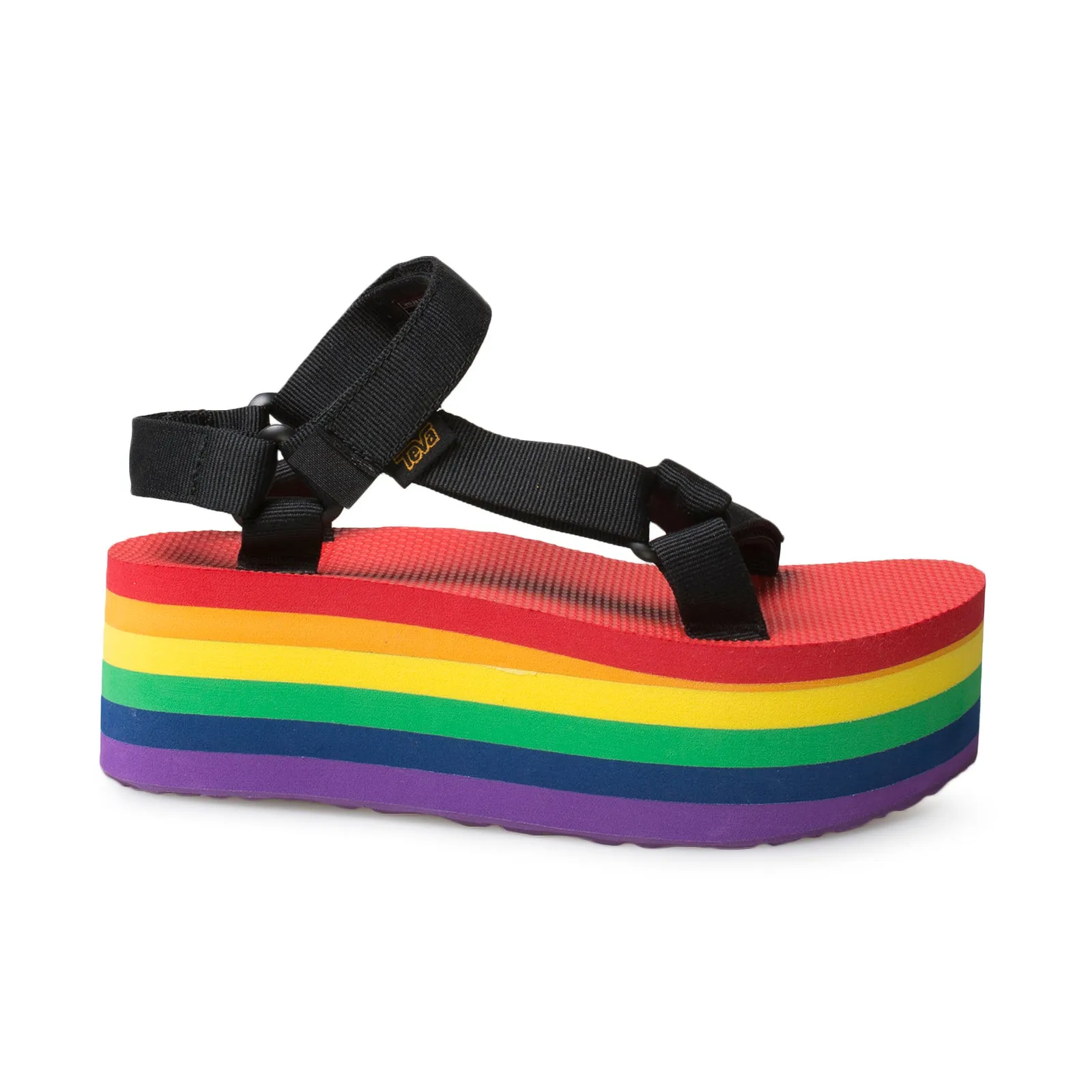 Teva Flatform Universal Stripe Black Rainbow Sandals - Women's