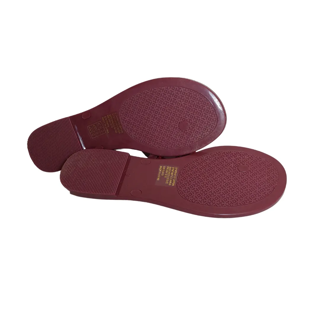 Tory Burch Maroon Melody Jelly Thong Sandals | Pre Loved |