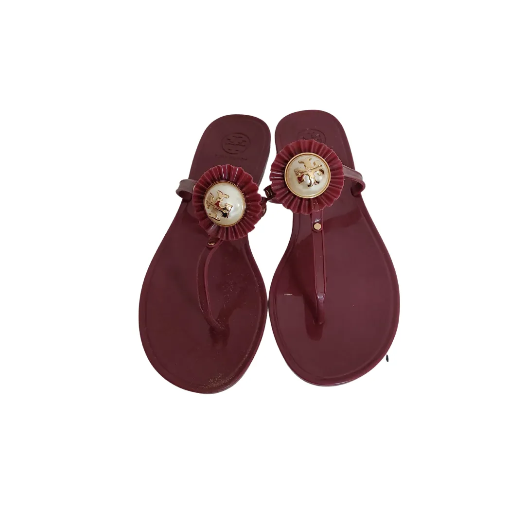 Tory Burch Maroon Melody Jelly Thong Sandals | Pre Loved |