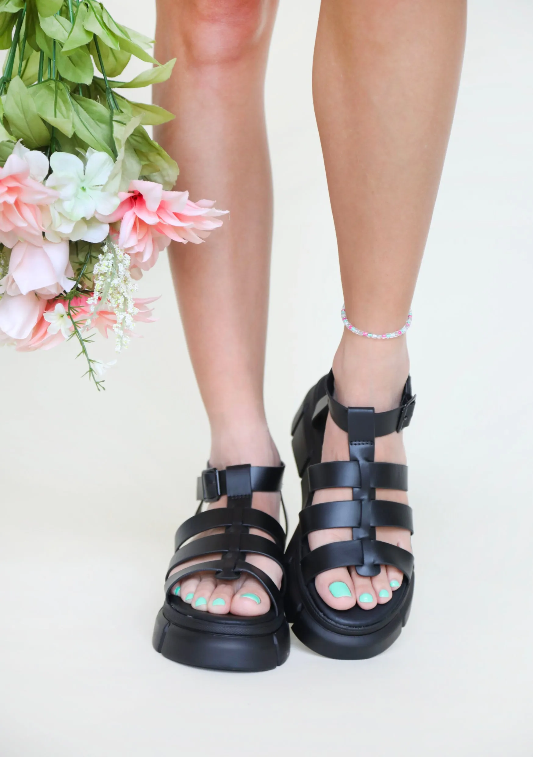 Walk My Way Sandals in Black