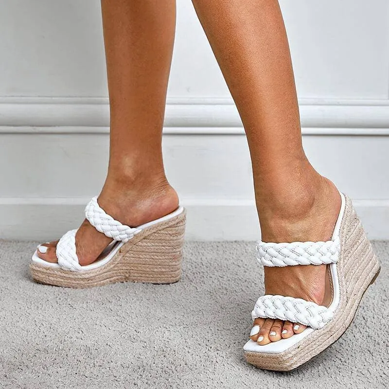 Women's Double band Woven Wedge Sandals